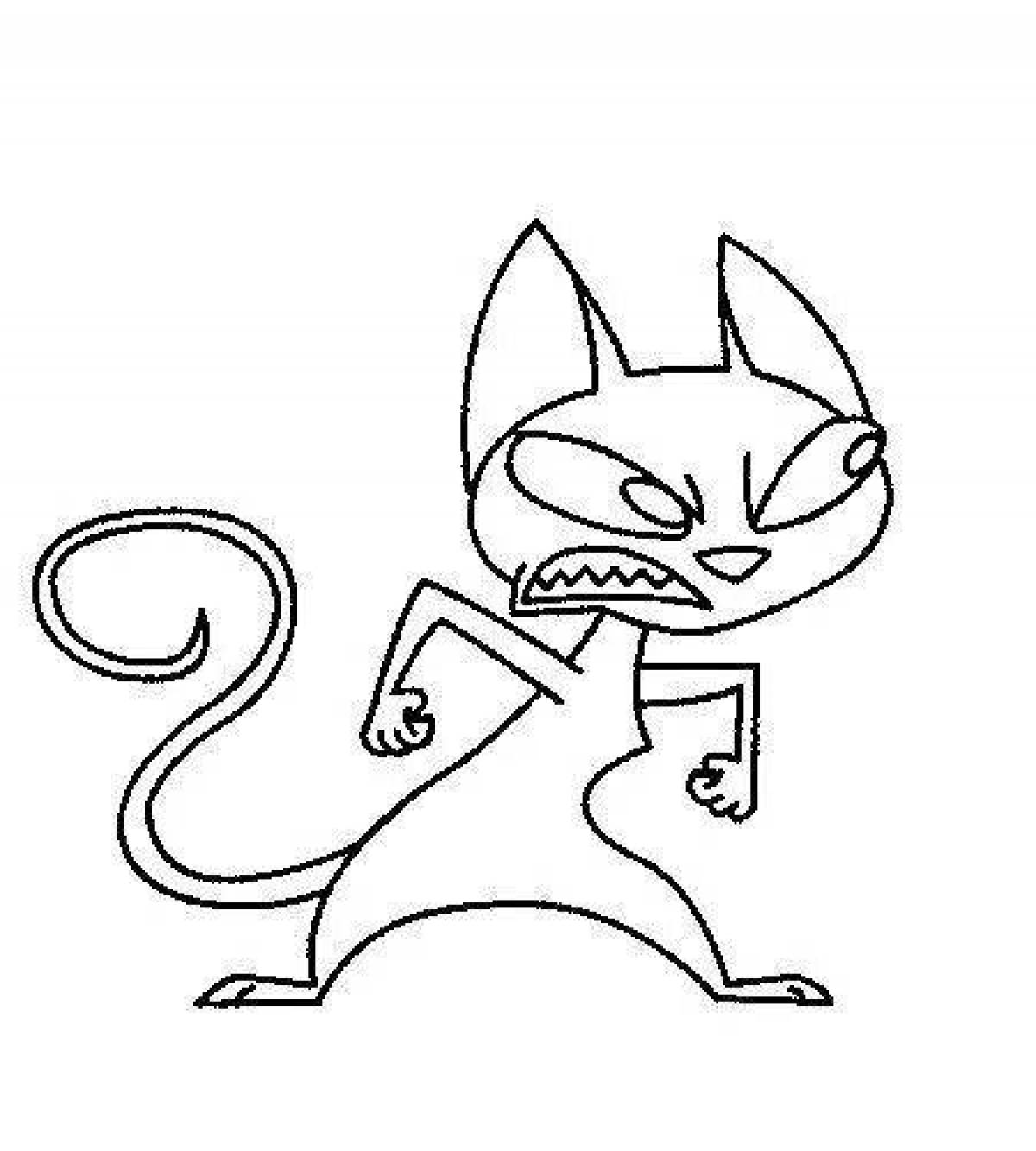 Анимированная страница-раскраска «мистер кот»