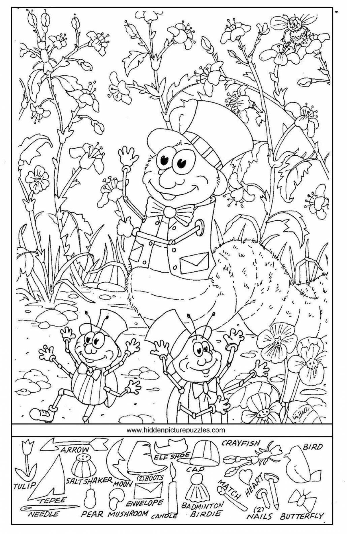 Charming coloring find the object