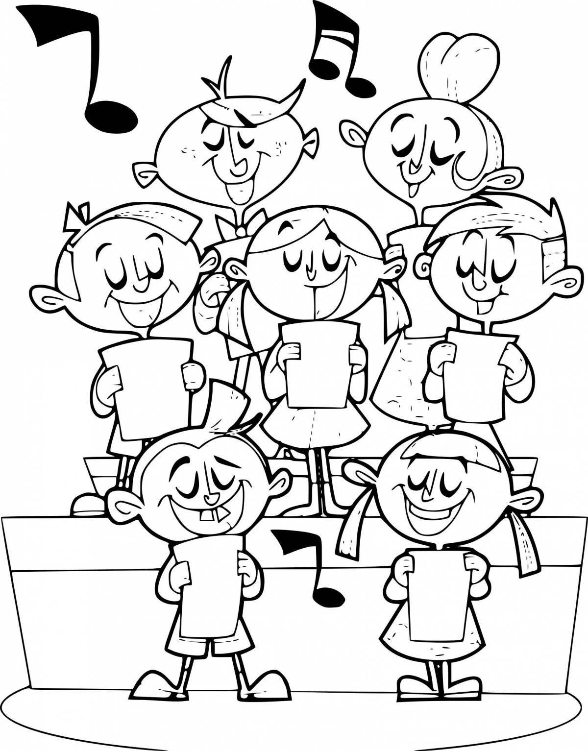 Cheering children sing