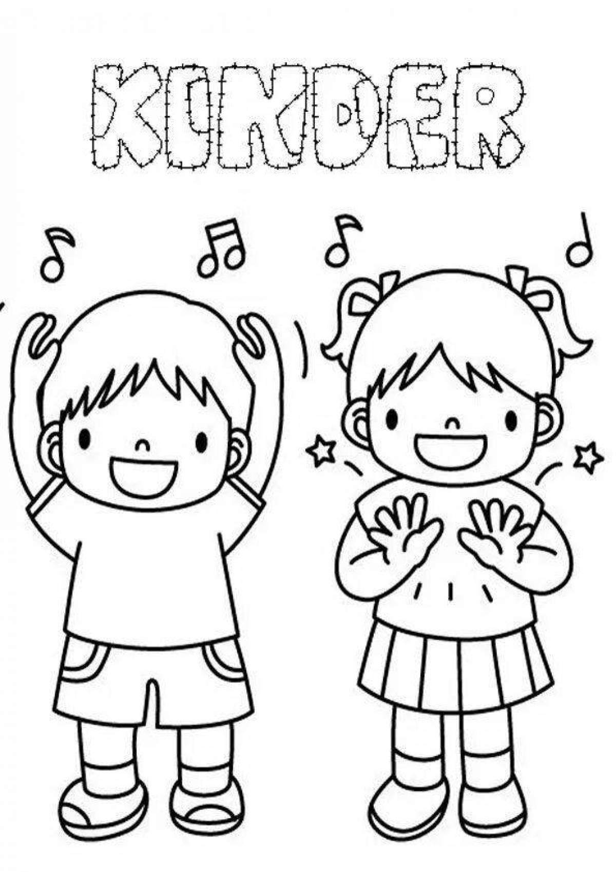 Excited children sing
