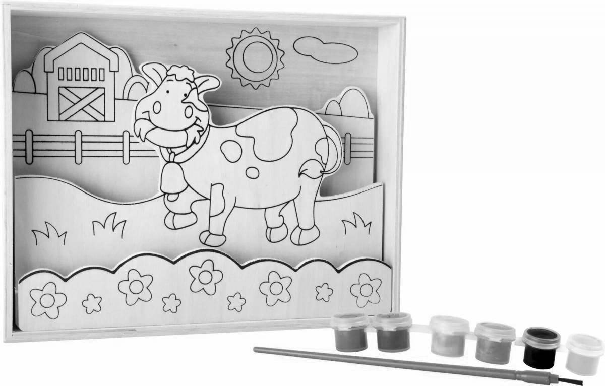 Coloring book cheerful wooden constructor