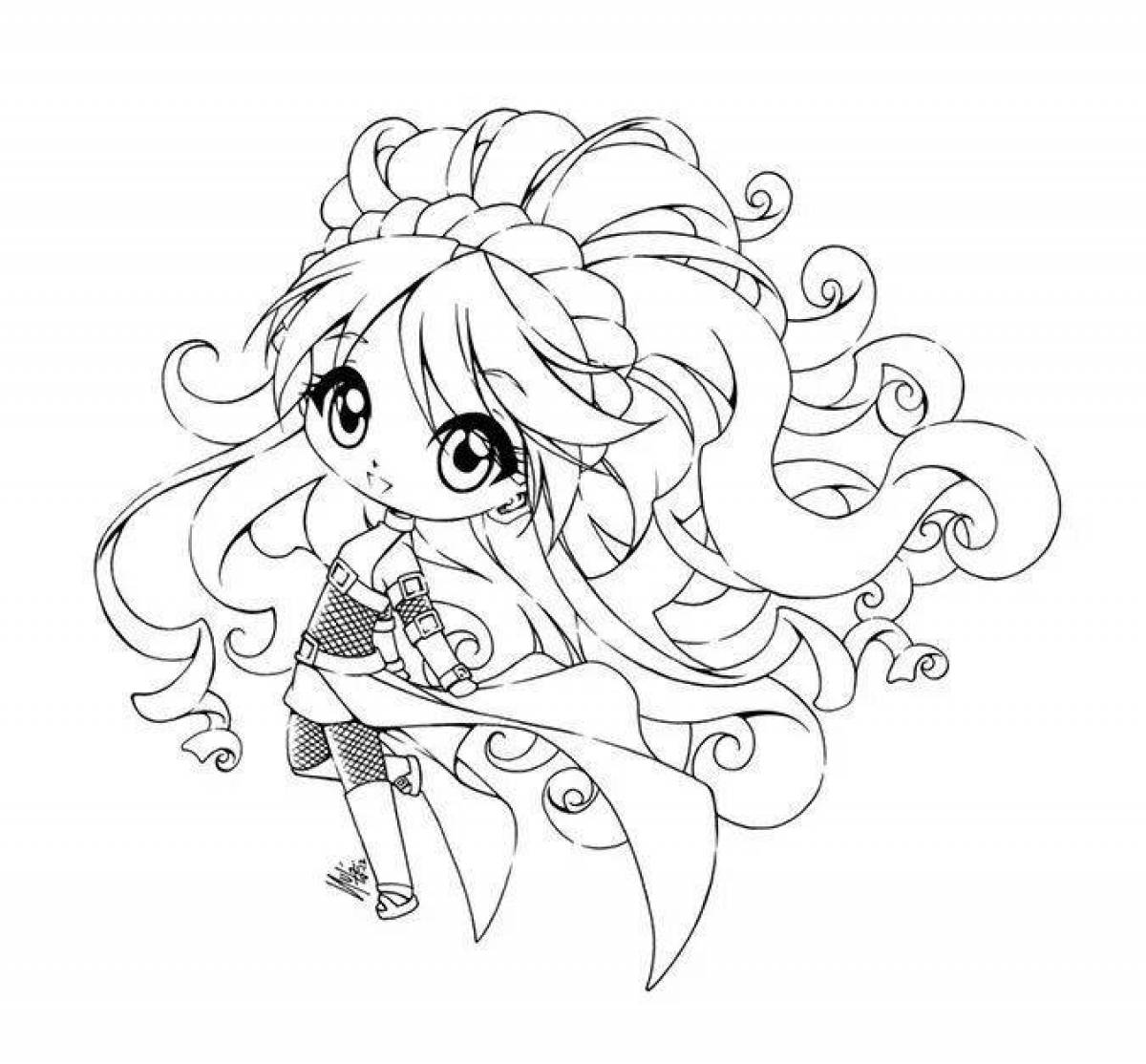 Gorgeous anime cutie coloring pages