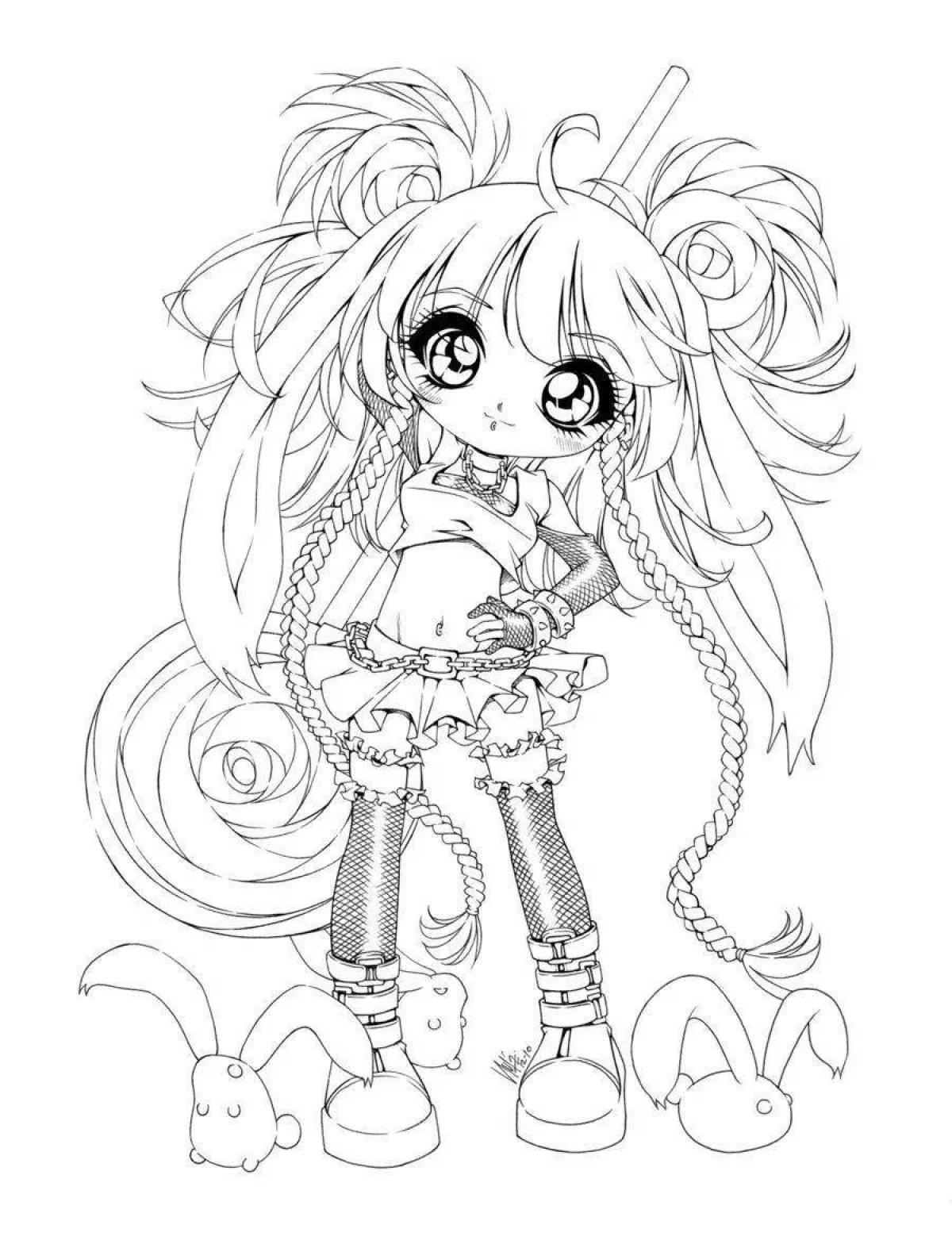 Bright anime cuties coloring pages