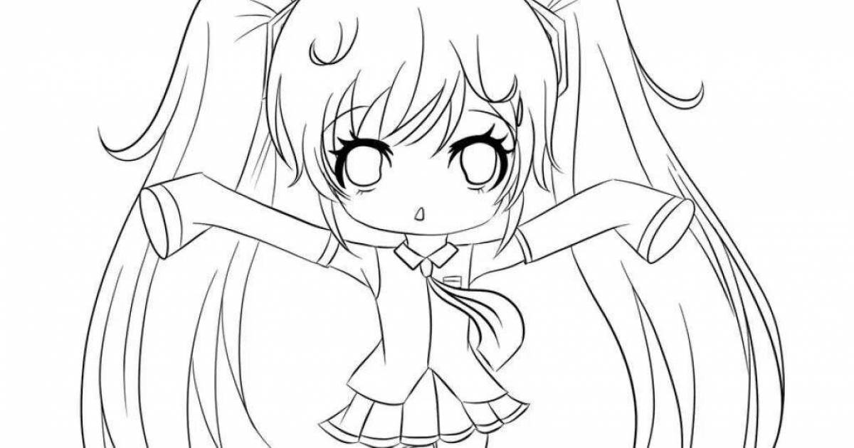 Adorable anime cutie coloring page