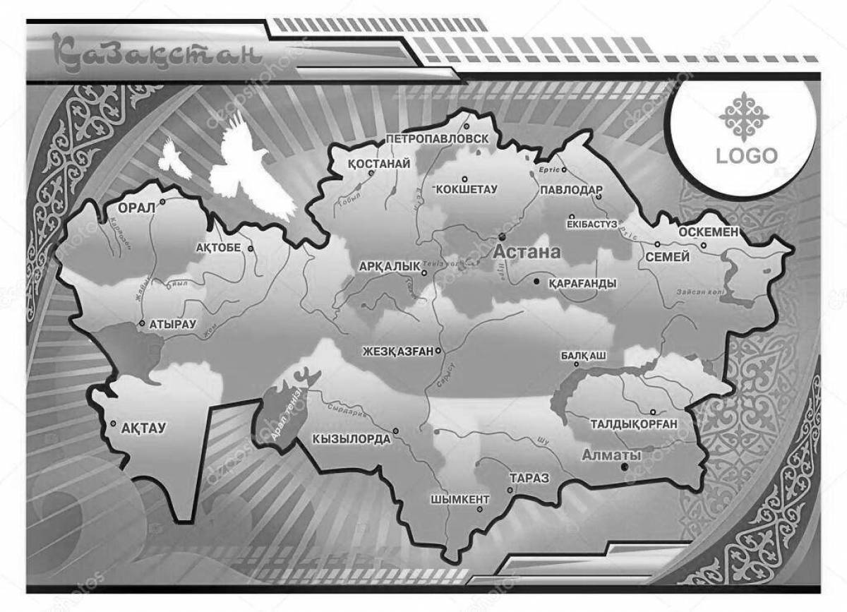 Large maps of kazakhstan coloring page