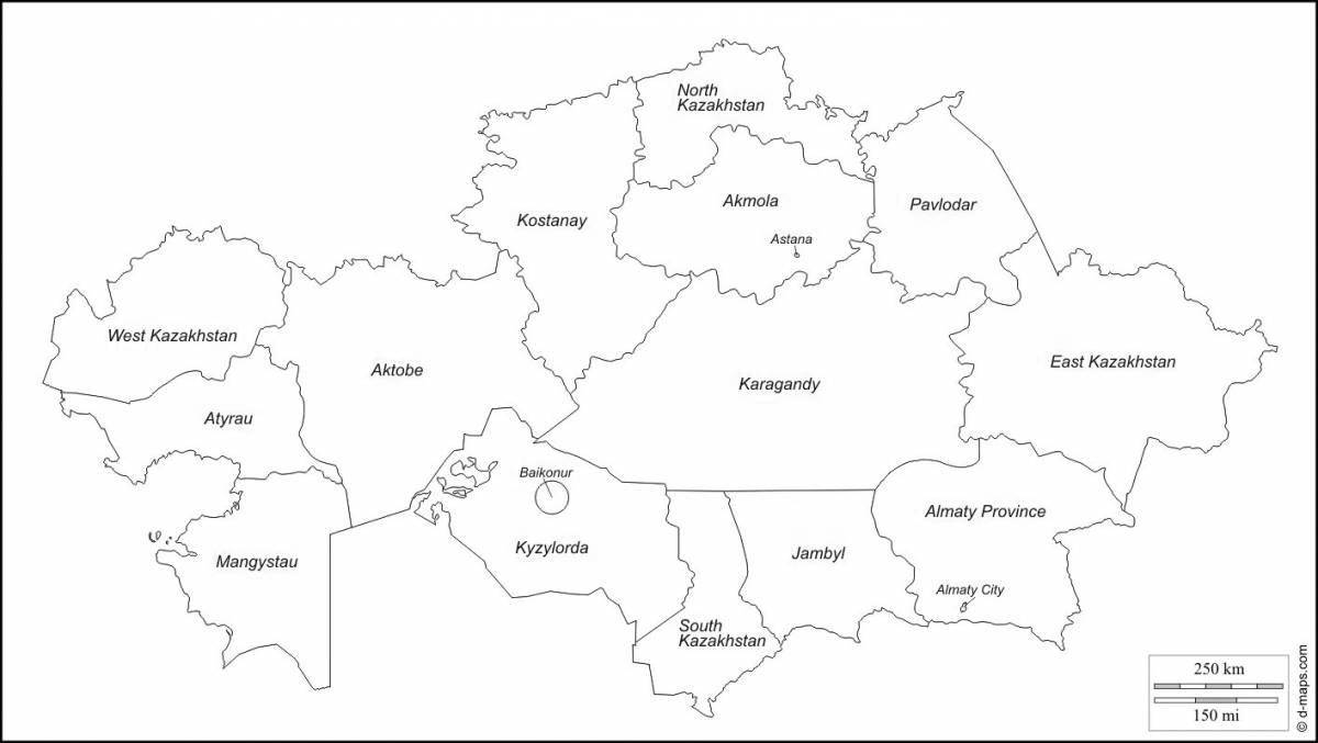 Coloring page exciting maps of kazakhstan