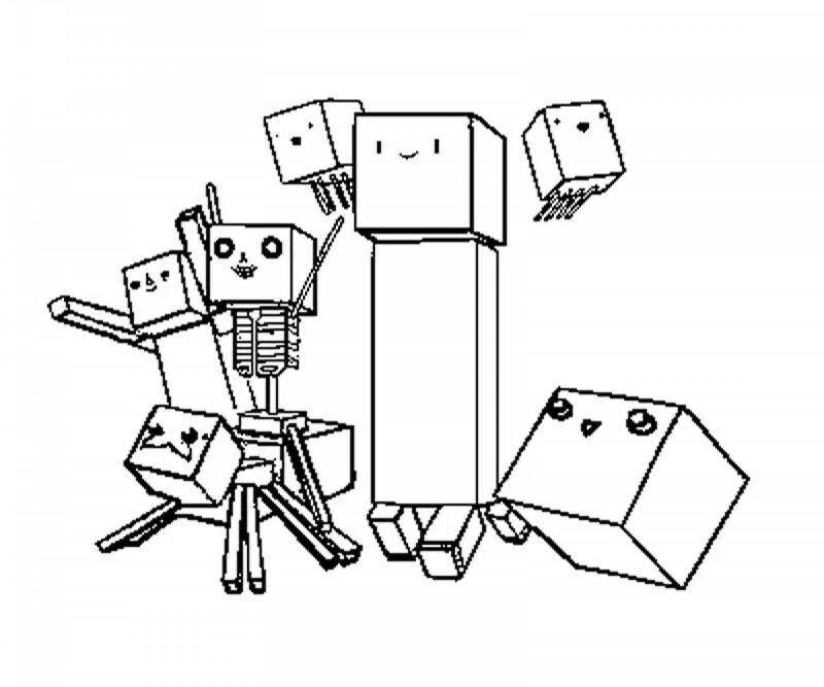 Funny minecraft mobs coloring page