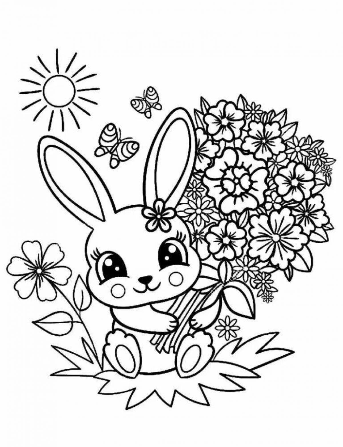 Fun coloring rabbit