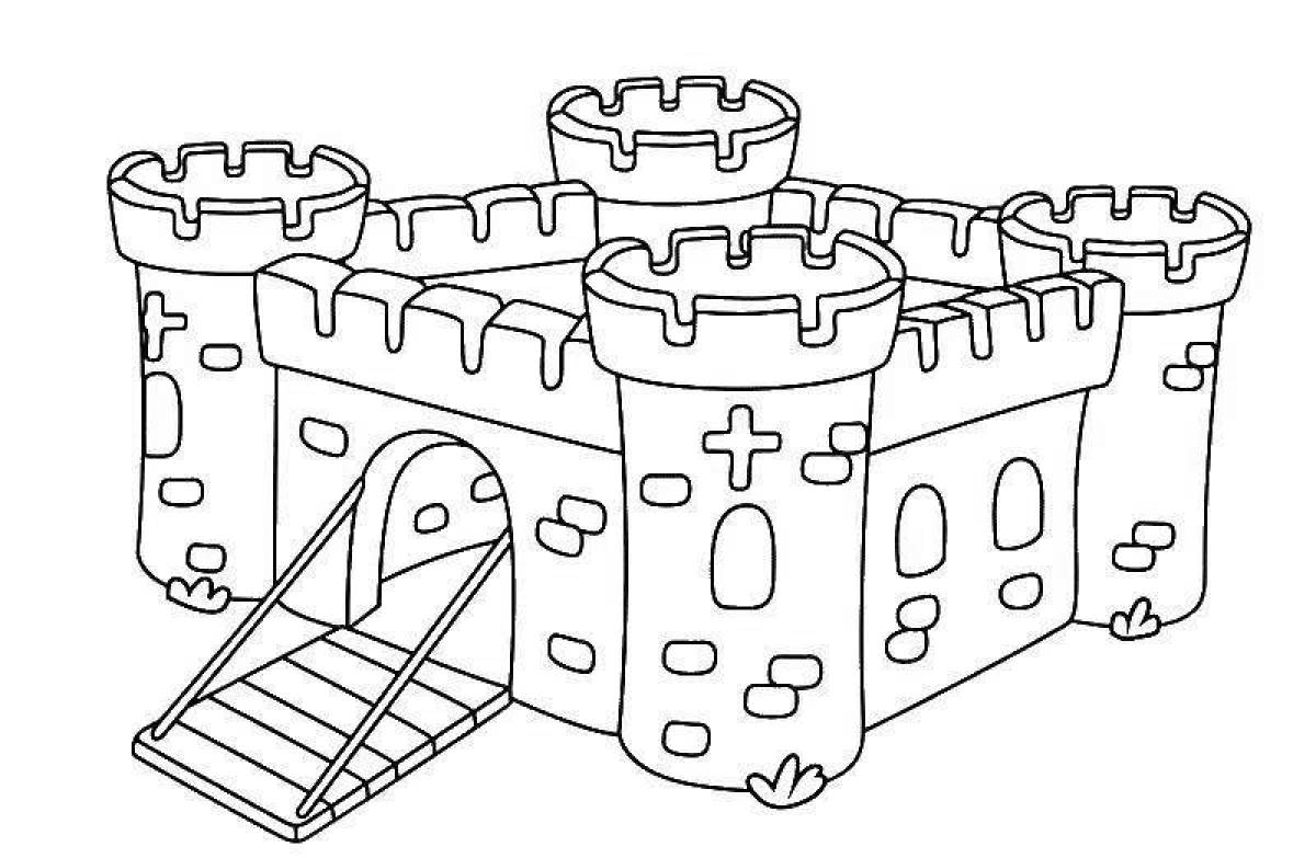 Colorful fort boyard coloring page