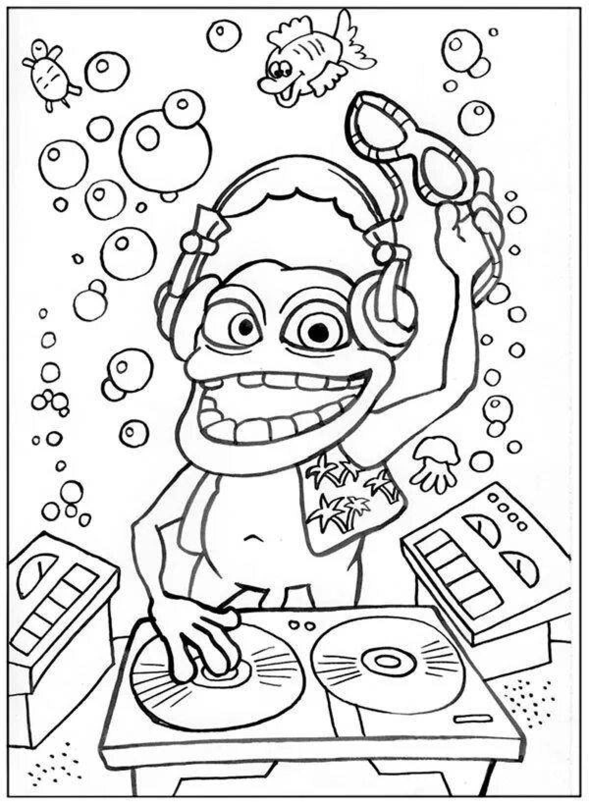 Adorable crazy frog coloring book