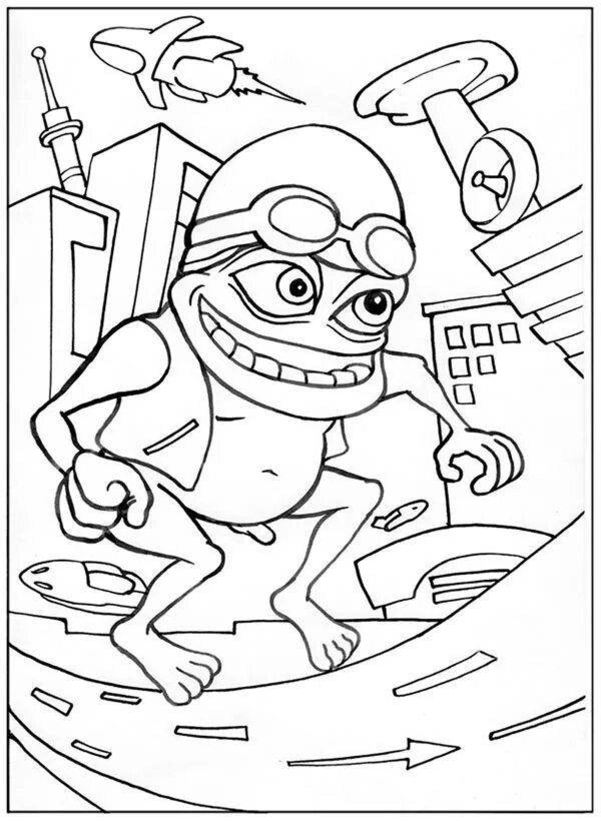 Colorful crazy frog coloring page
