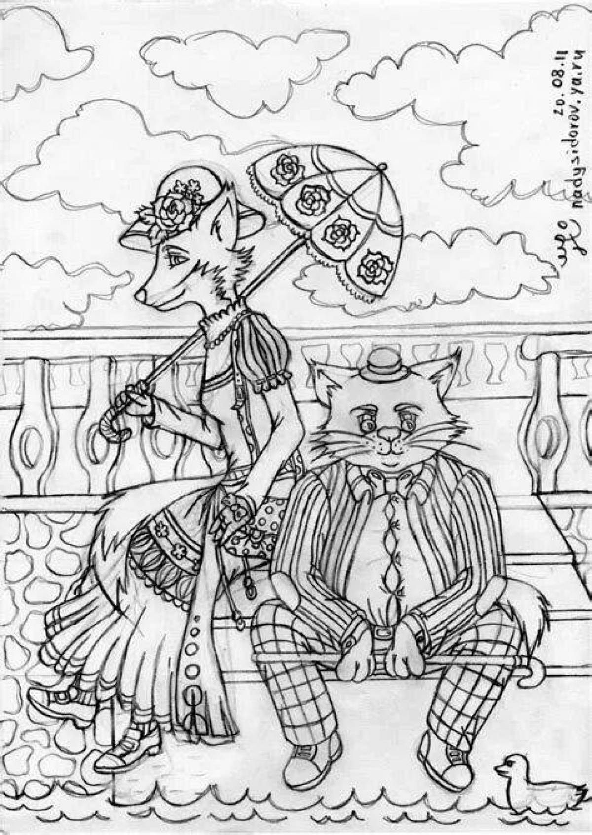 Coloring page fluffy cat basilio