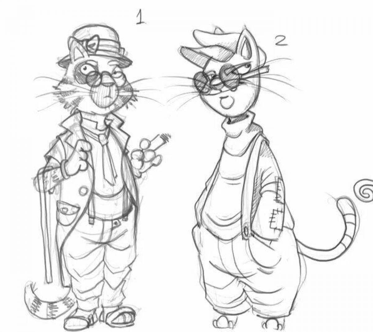 Coloring page freaky cat basilio