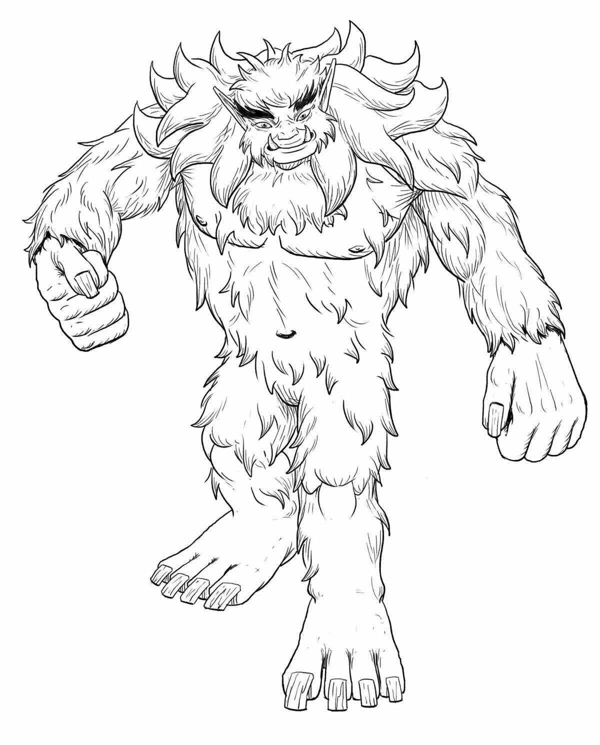 Playful big foot coloring page