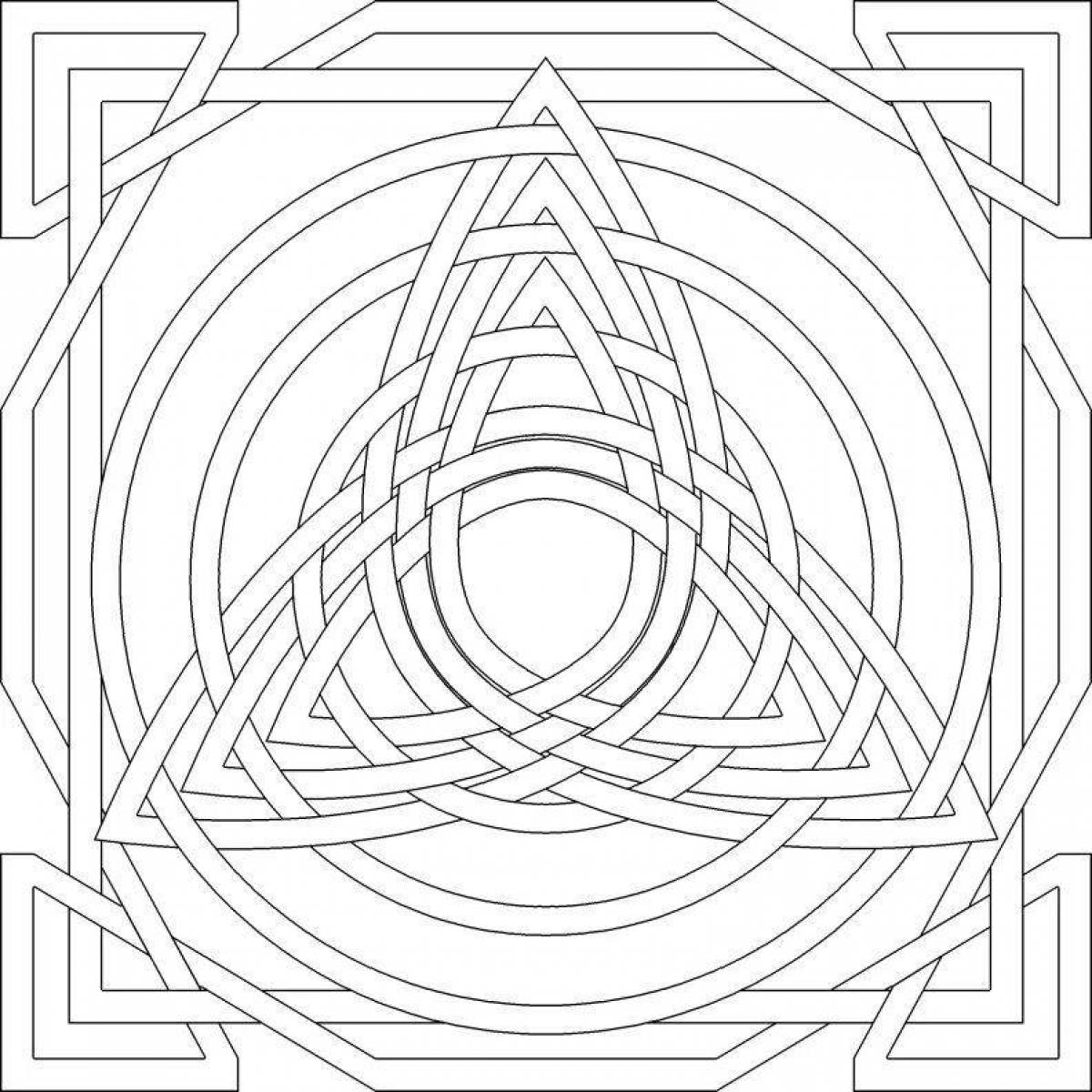 Раскраска Сверкающая круговая аниме-раскраска