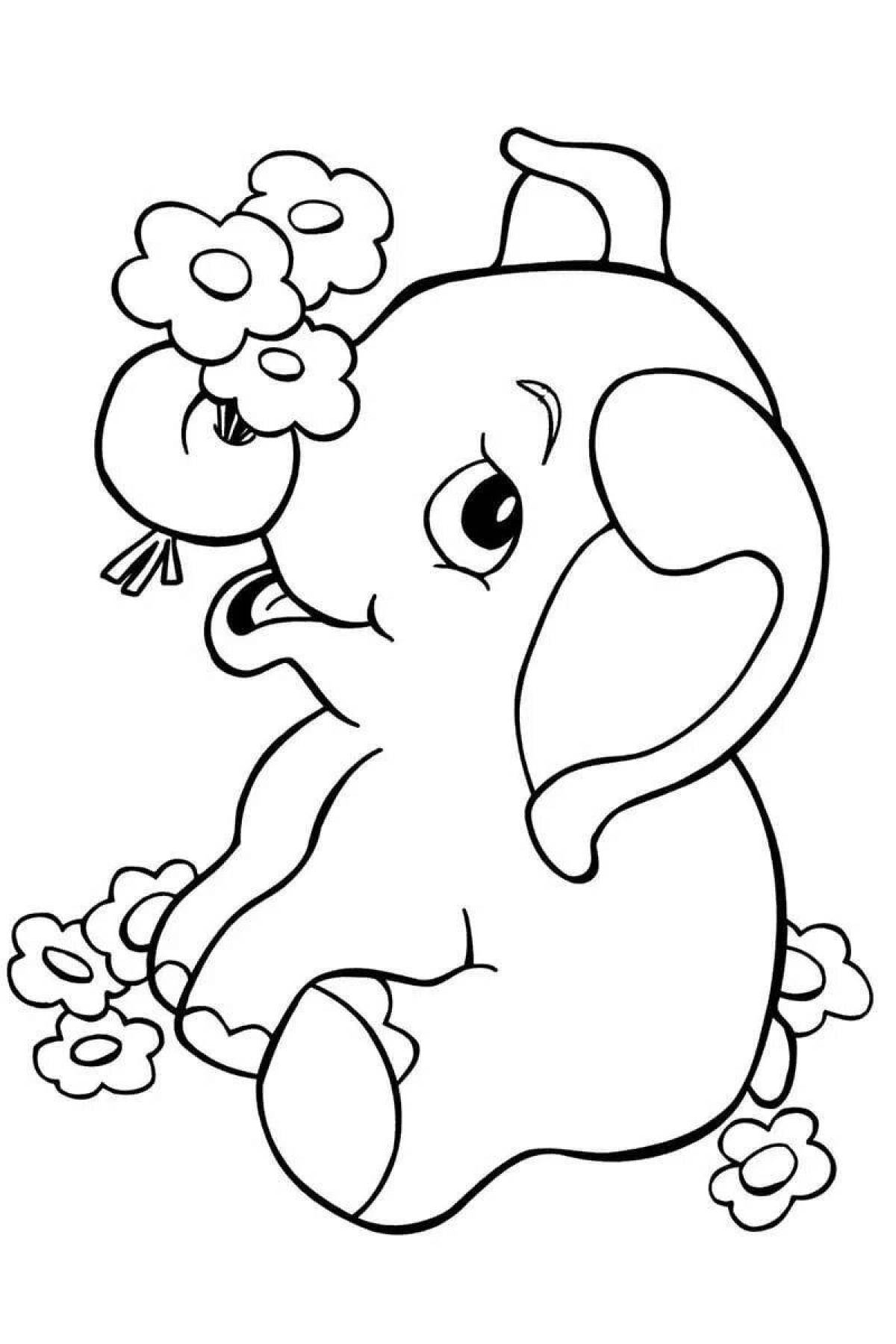 Coloring funny animal drawing