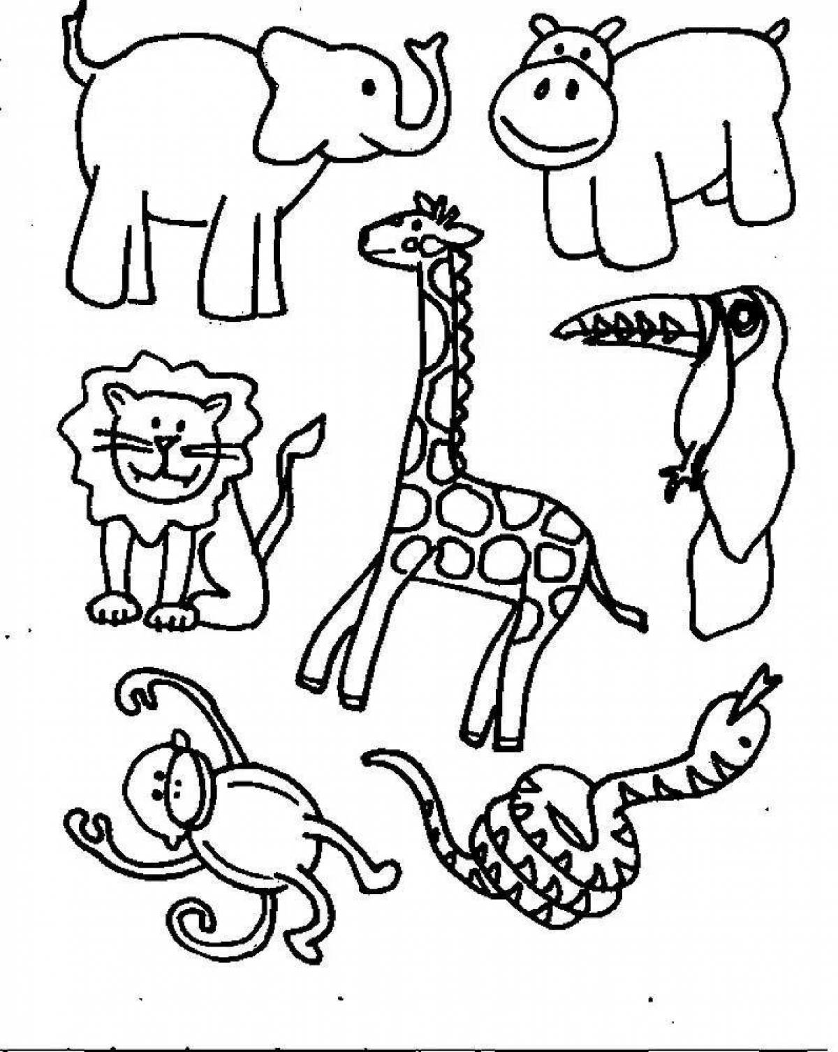Страница раскраски с изображением животных