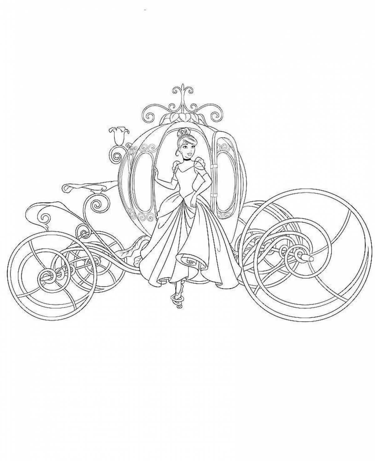 Cinderella's beautiful carriage coloring page