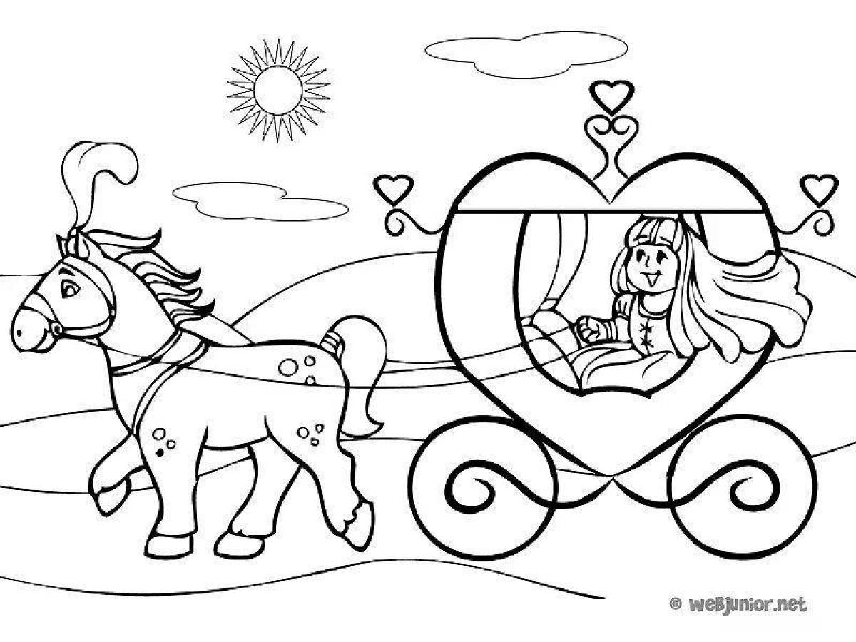 Cinderella's dazzling carriage coloring page