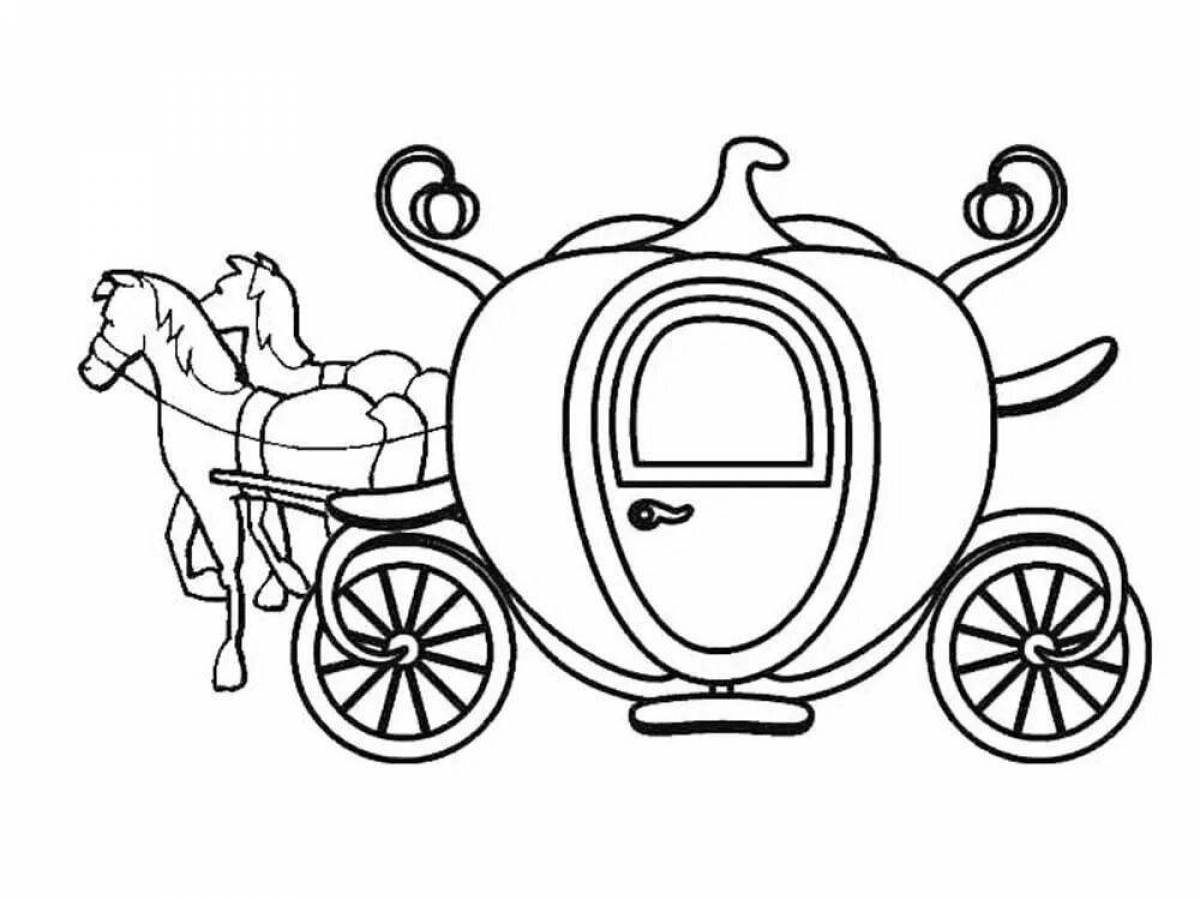 Cinderella's colorful carriage coloring page