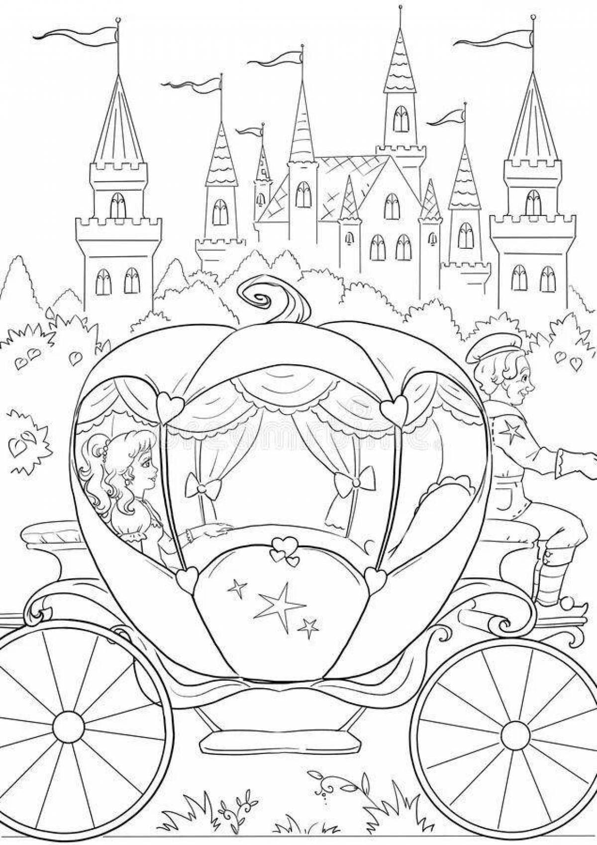 Cinderella's glamorous carriage coloring page