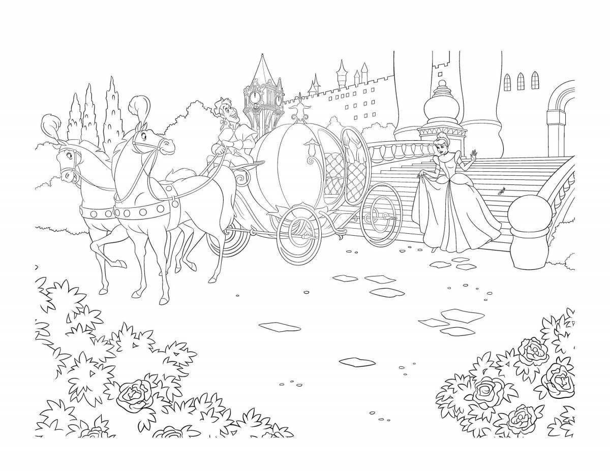 Cinderella's exotic carriage coloring page