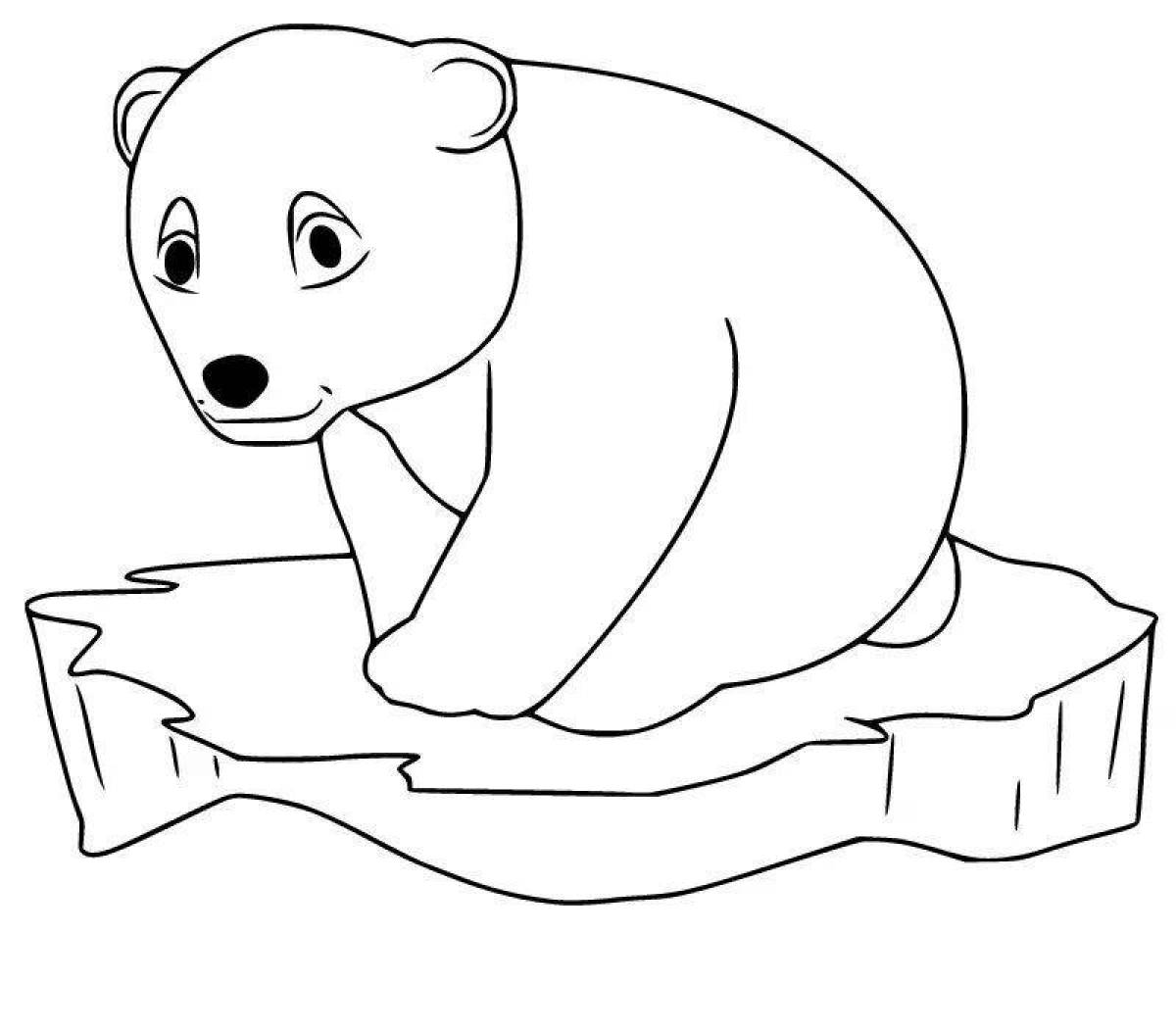 Белый Медвежонок раскраска для детей