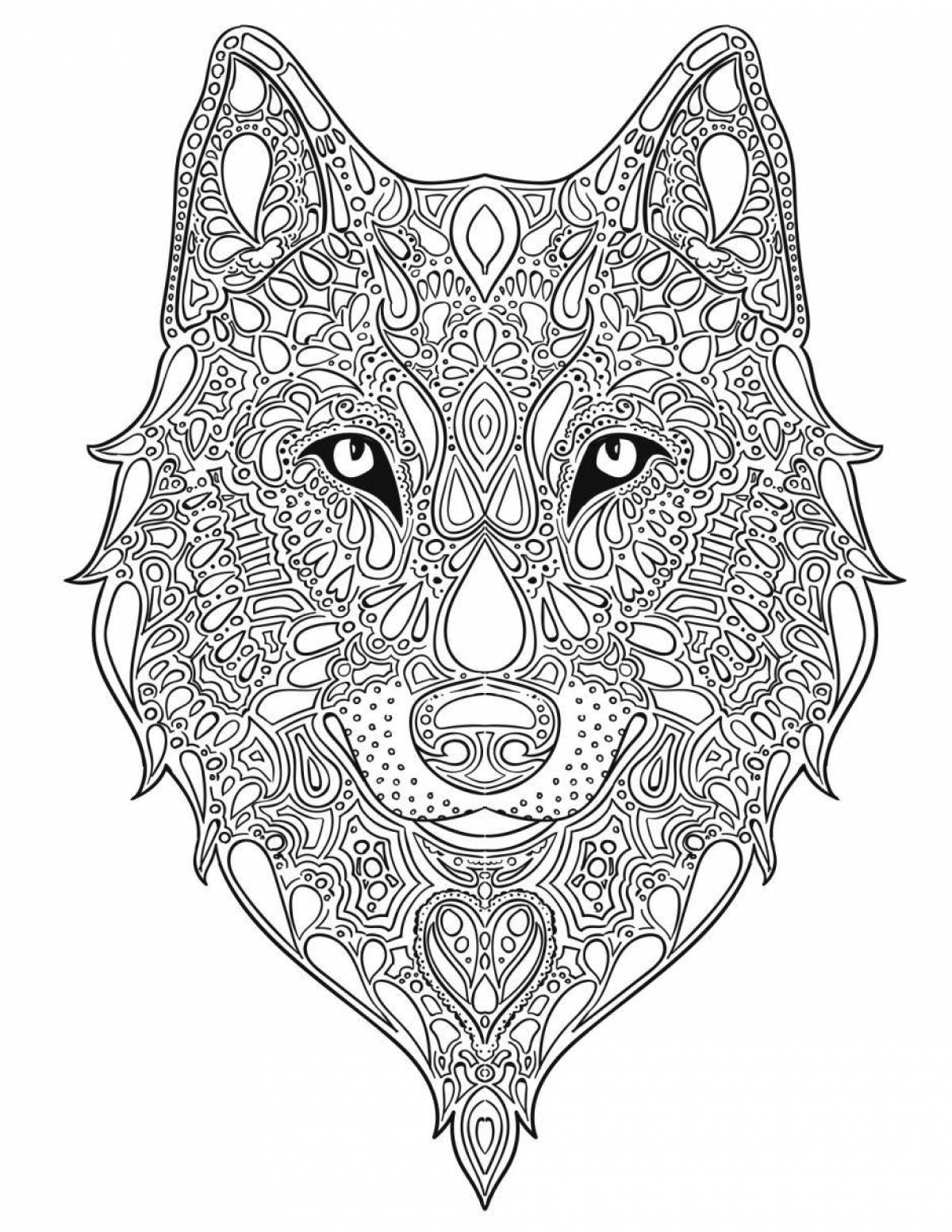 Раскраска антистресс волк
