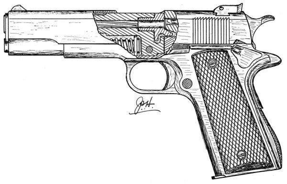 Colt 1911 чертеж из дерева