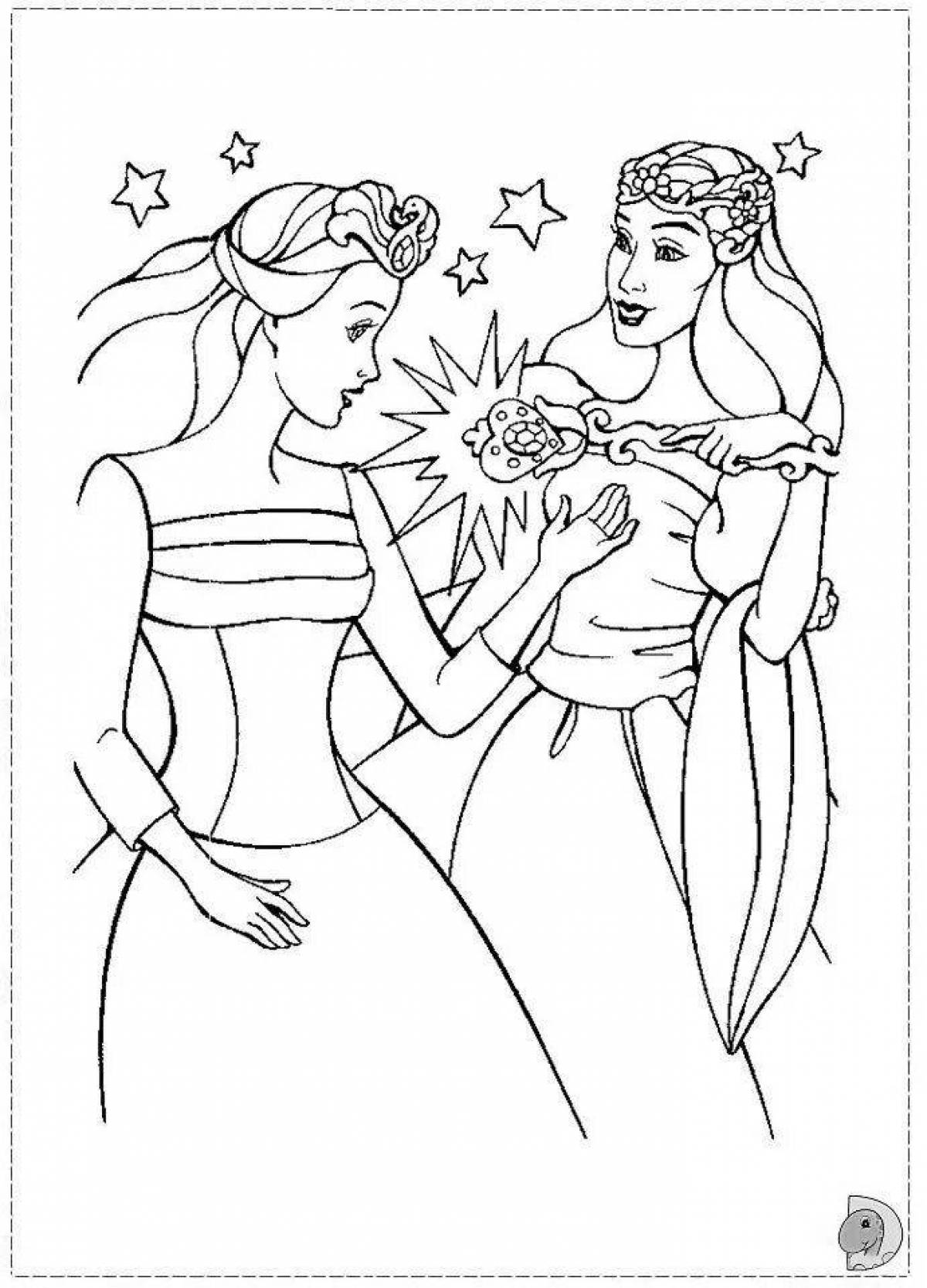 Две принцессы раскраска
