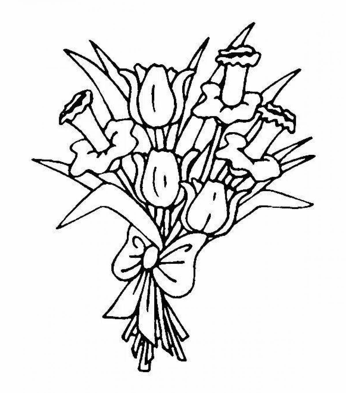 Coloring page gorgeous bouquet of tulips