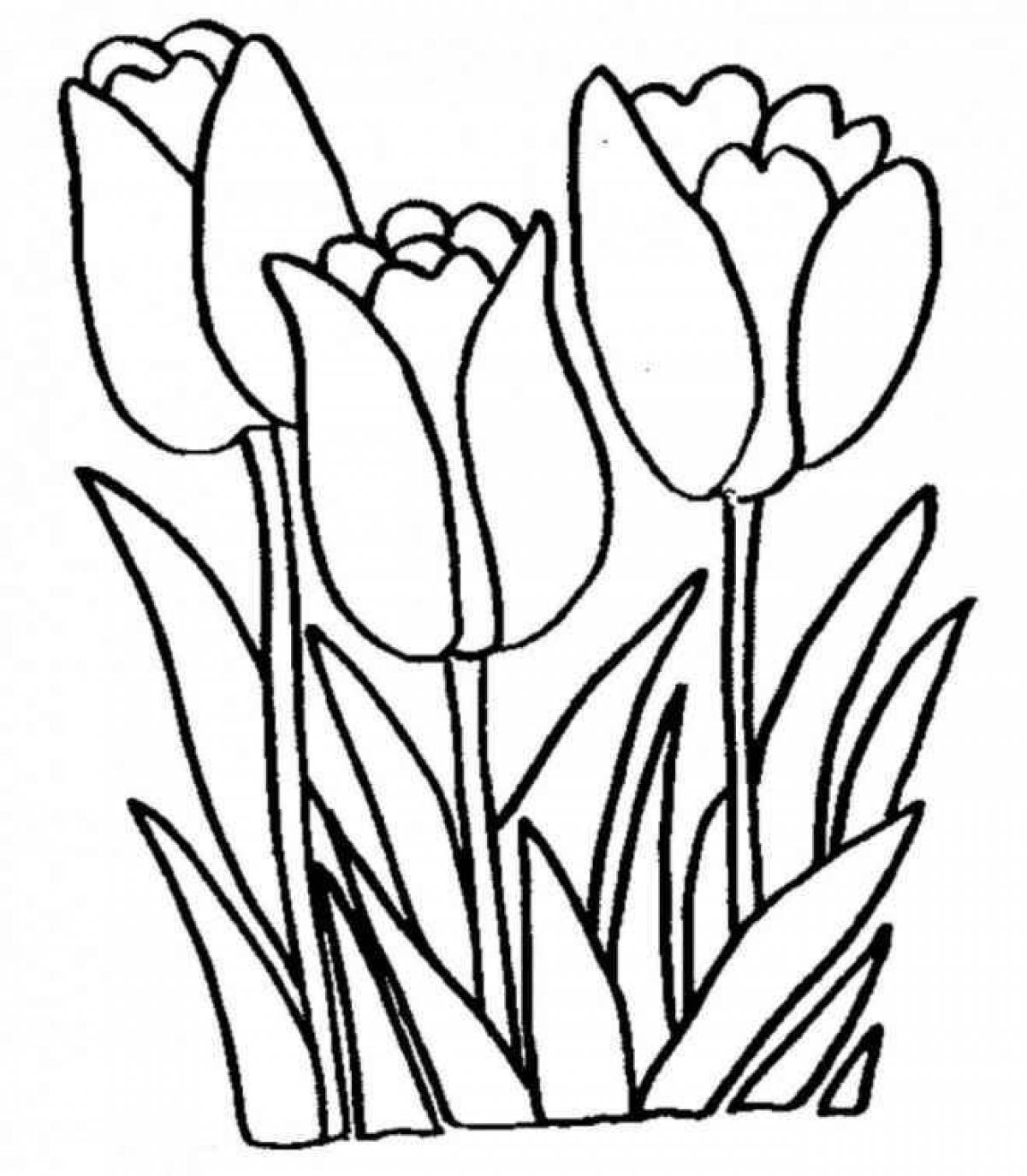 Coloring book exquisite bouquet of tulips