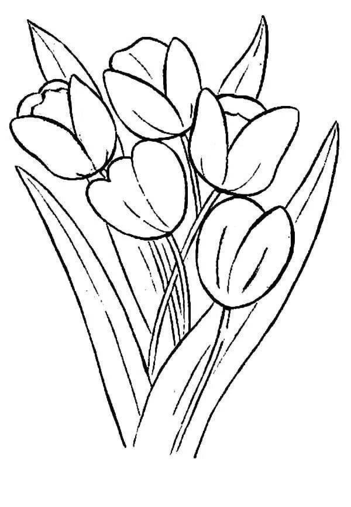 Coloring page dazzling bouquet of tulips