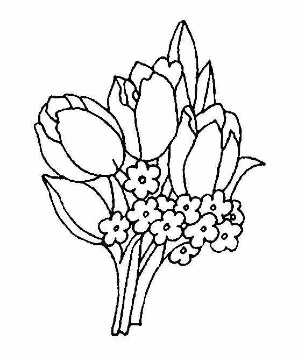Раскраска экзотический букет тюльпанов