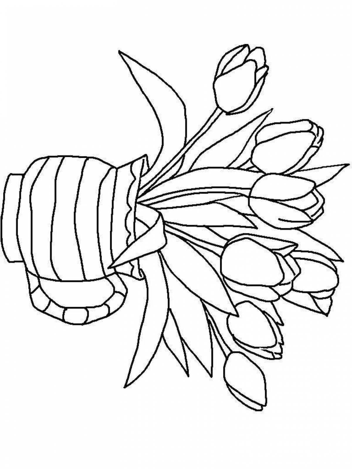 Раскраска букет возвышенных тюльпанов