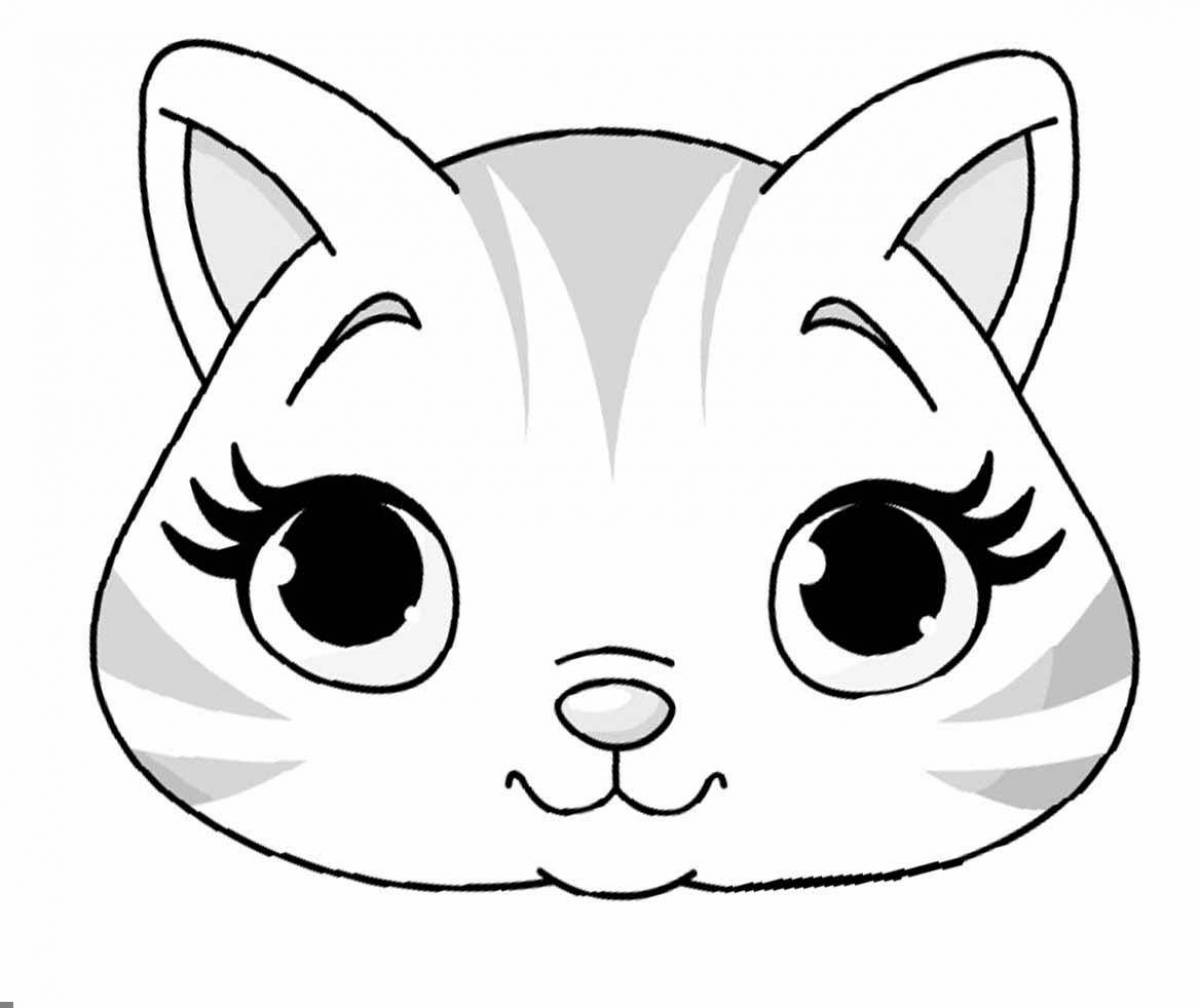 Colorful cat head coloring page