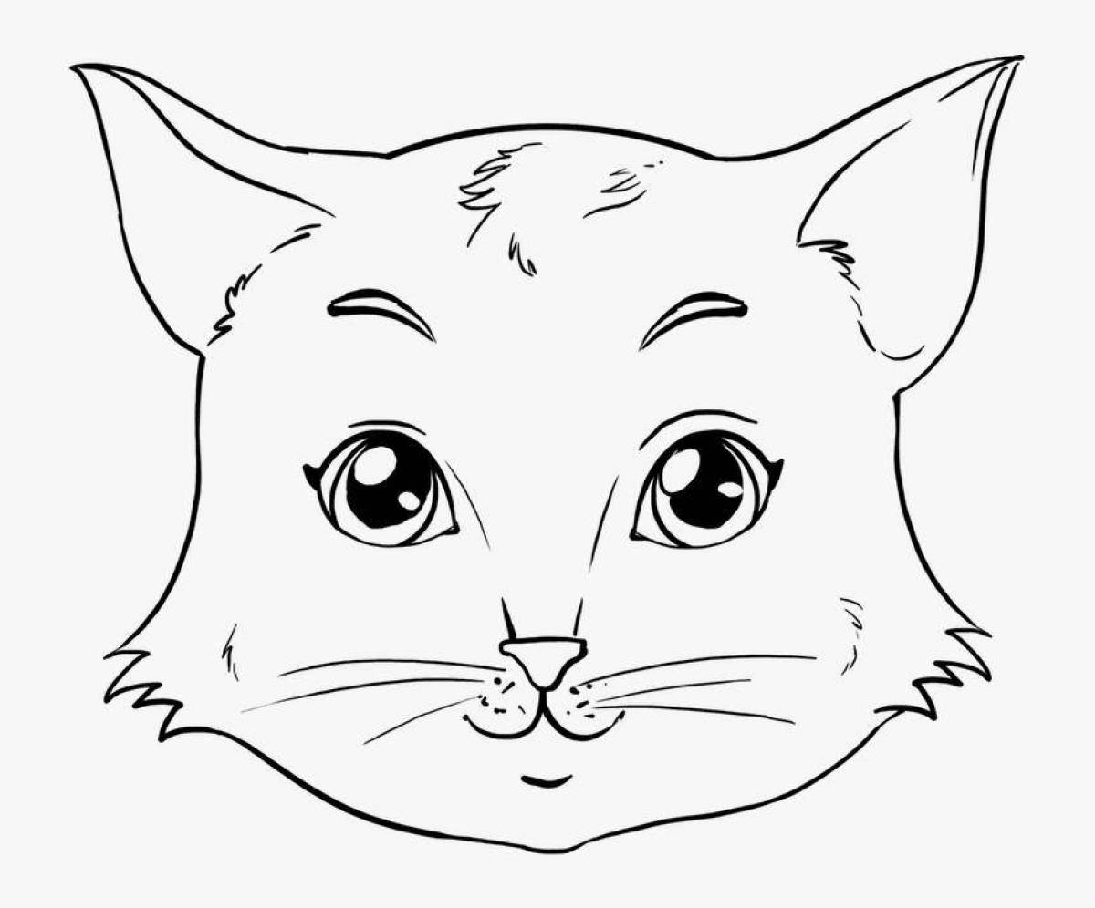 Coloring page fluffy cat head