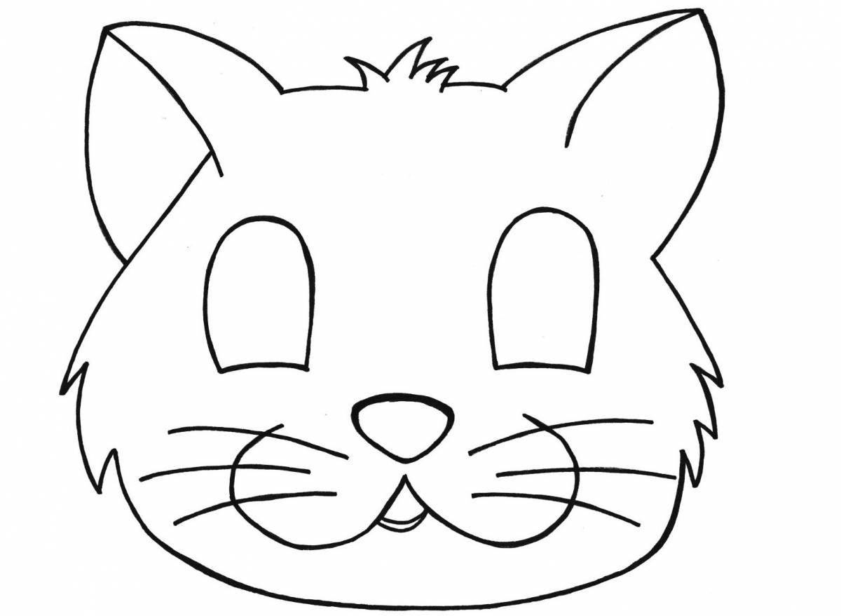 Friendly cat head coloring page