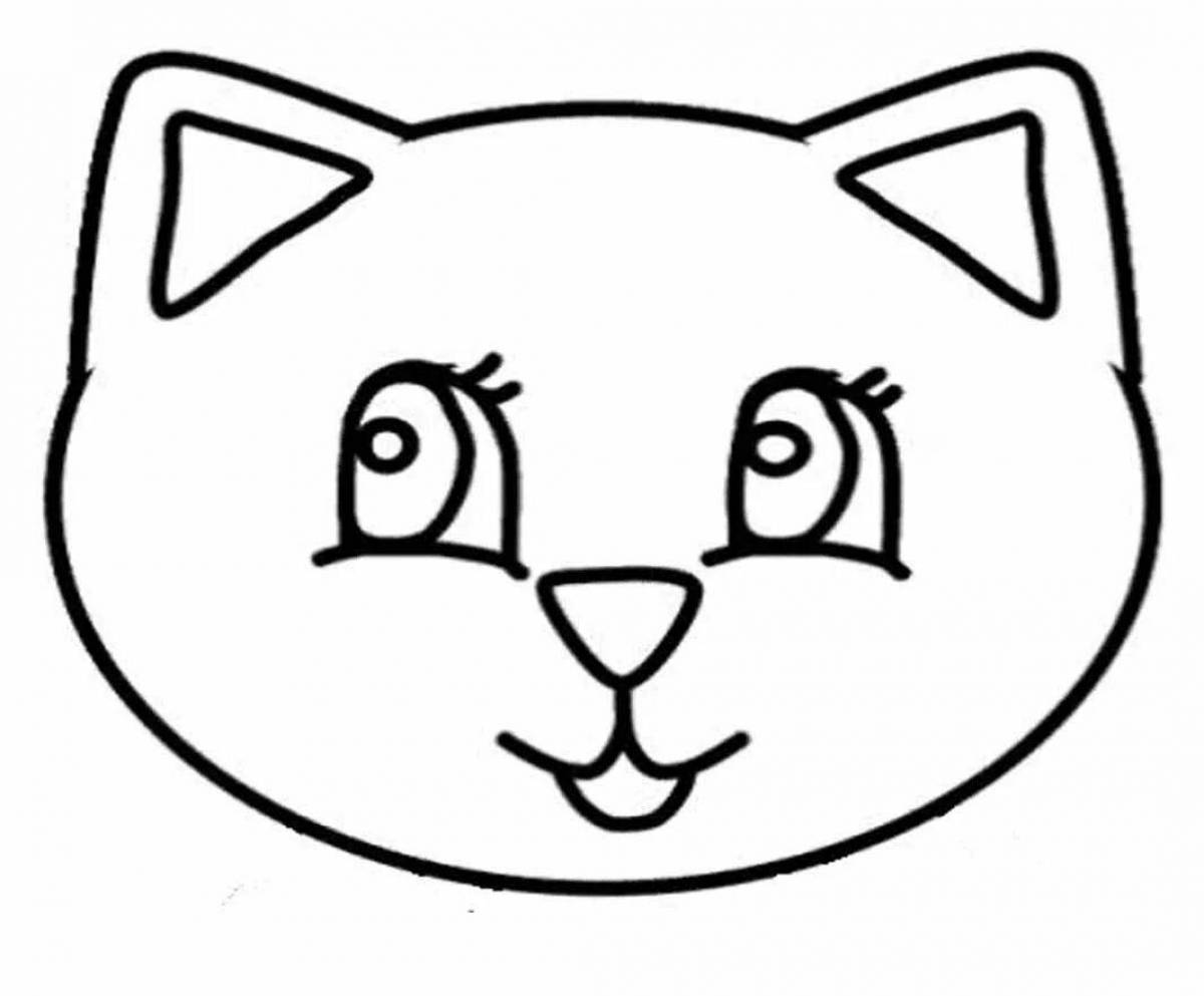 Adorable cat head coloring page