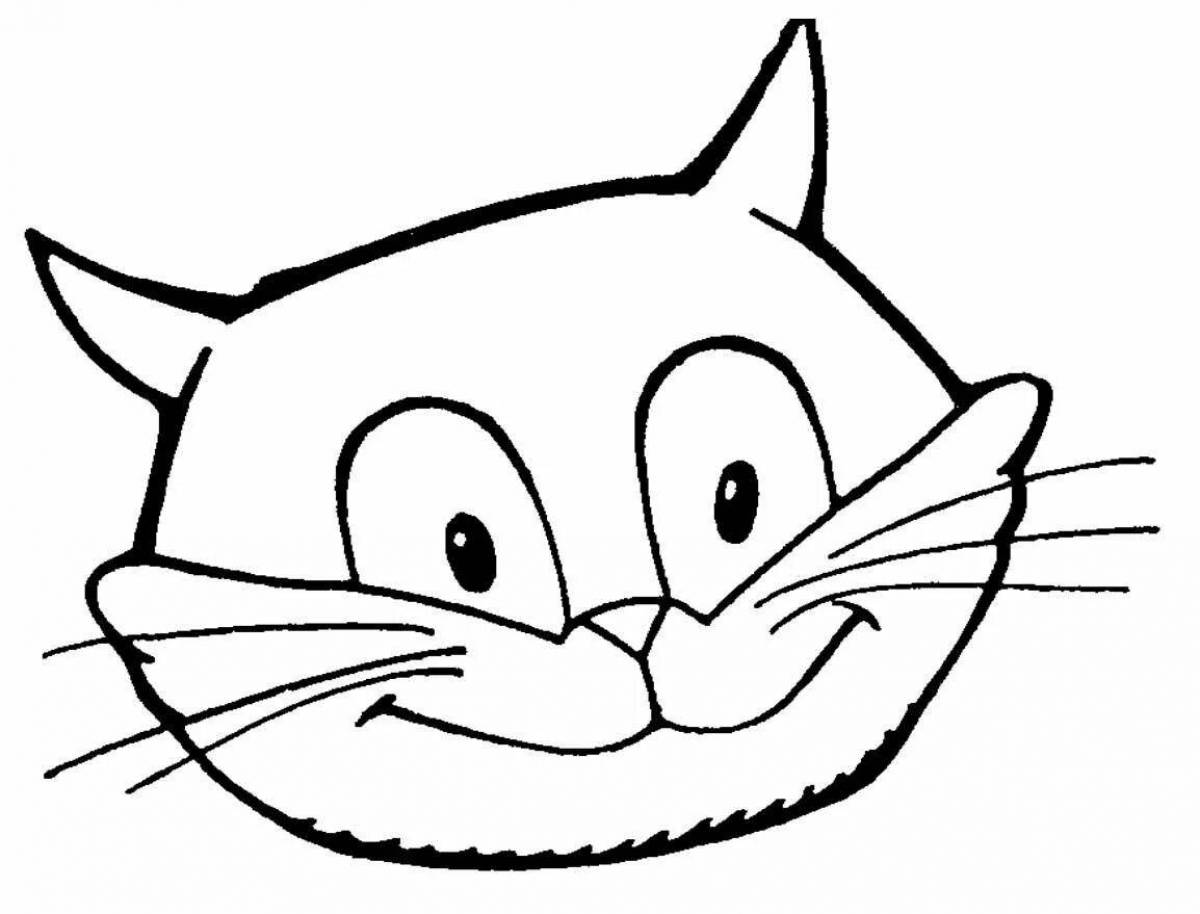 Coloring book happy cat's head