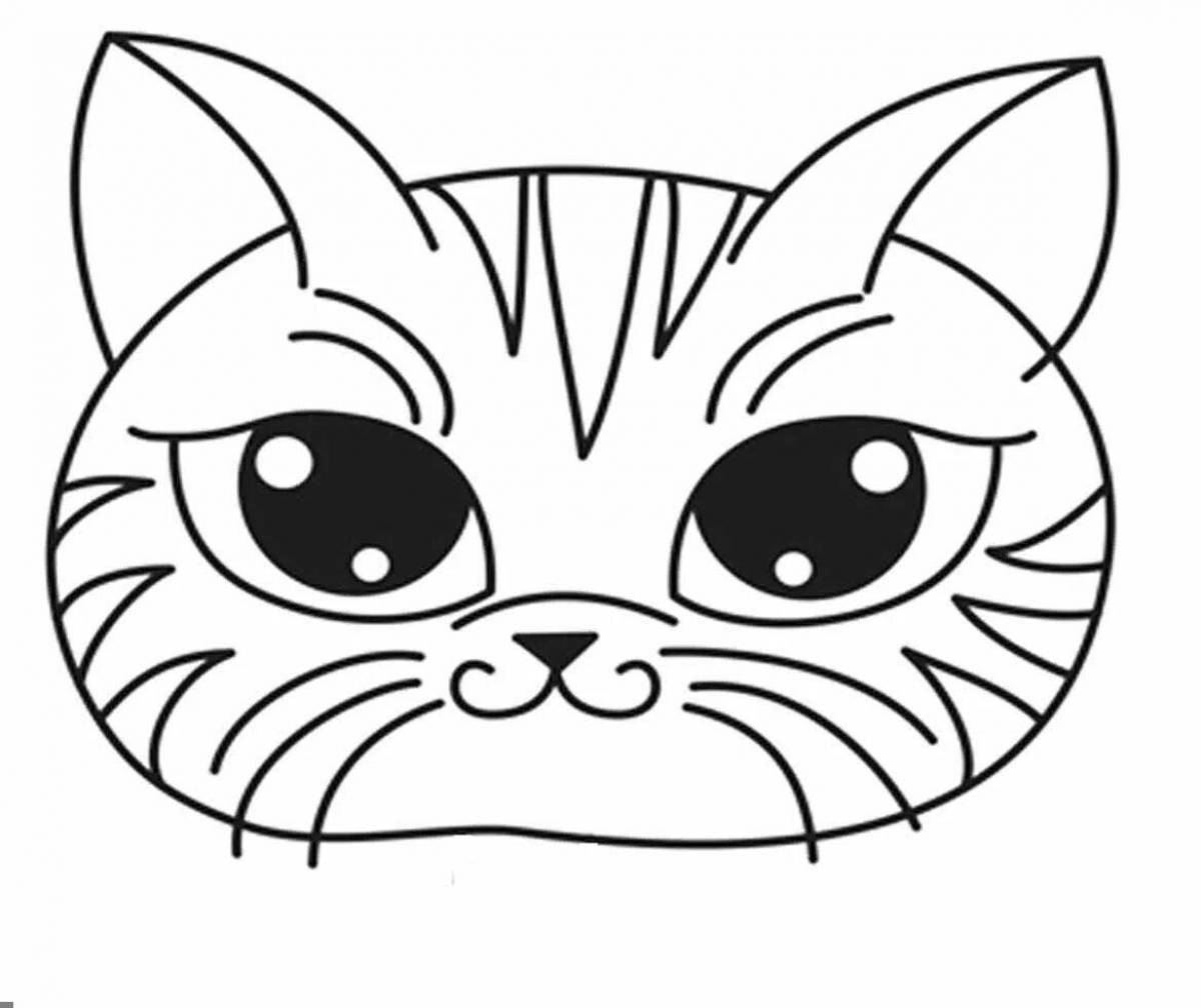 Анимированная страница раскраски головы кошки