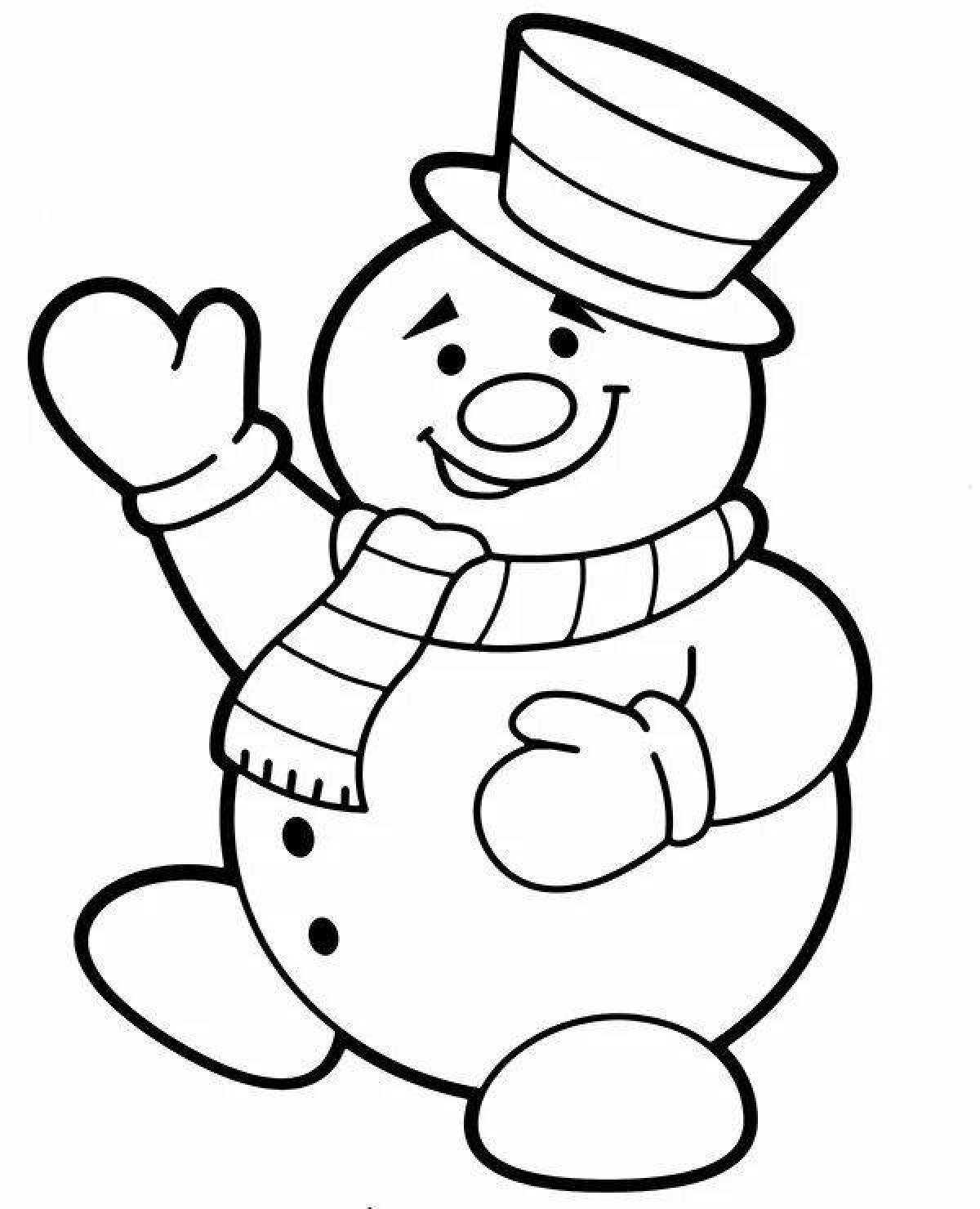 Holiday coloring snowman in color