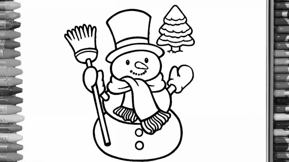 Fun coloring snowman in color