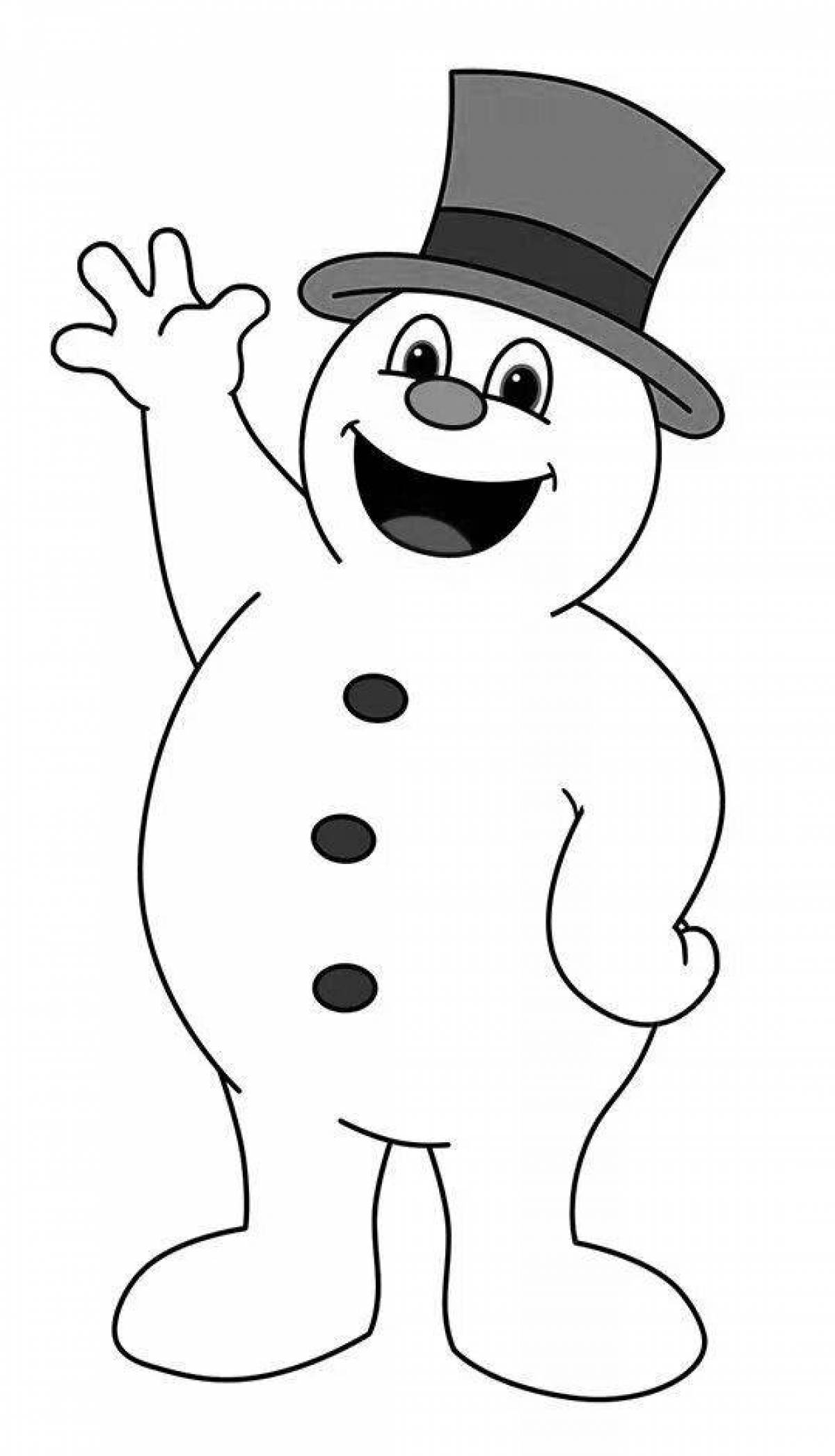 Colorful snowman coloring book in color