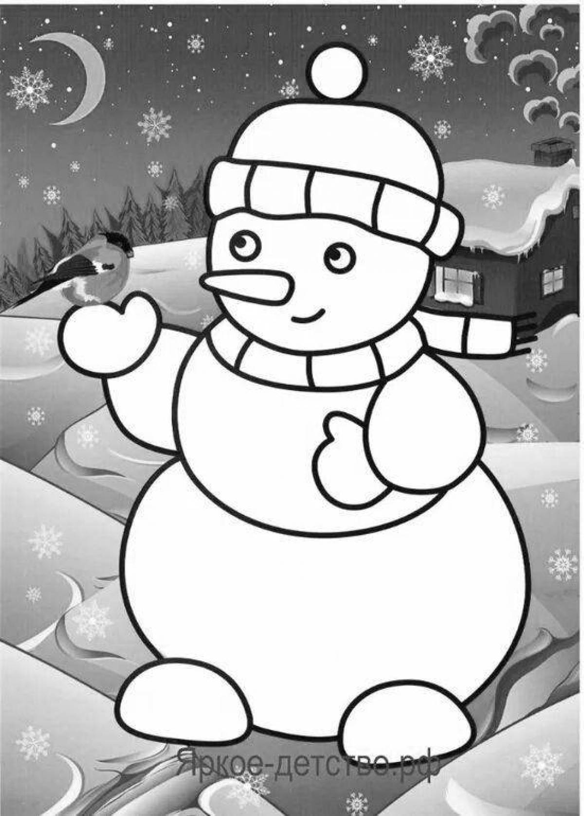 Sparkling snowman coloring book in color