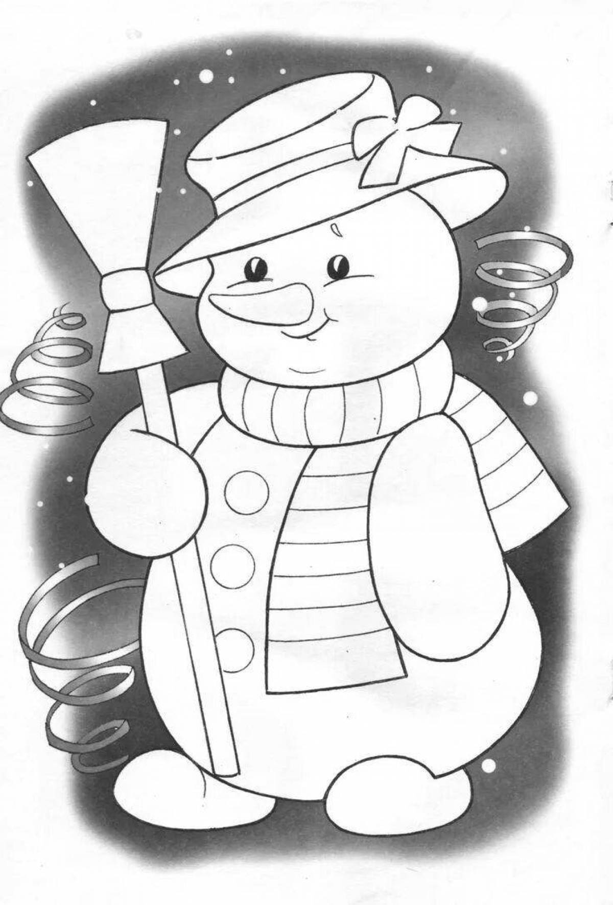 Shimmering snowman coloring book in color