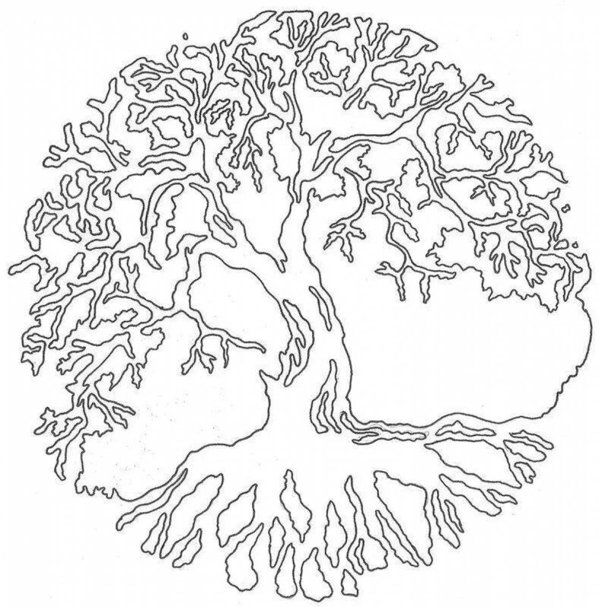 Adorable tree of life coloring page