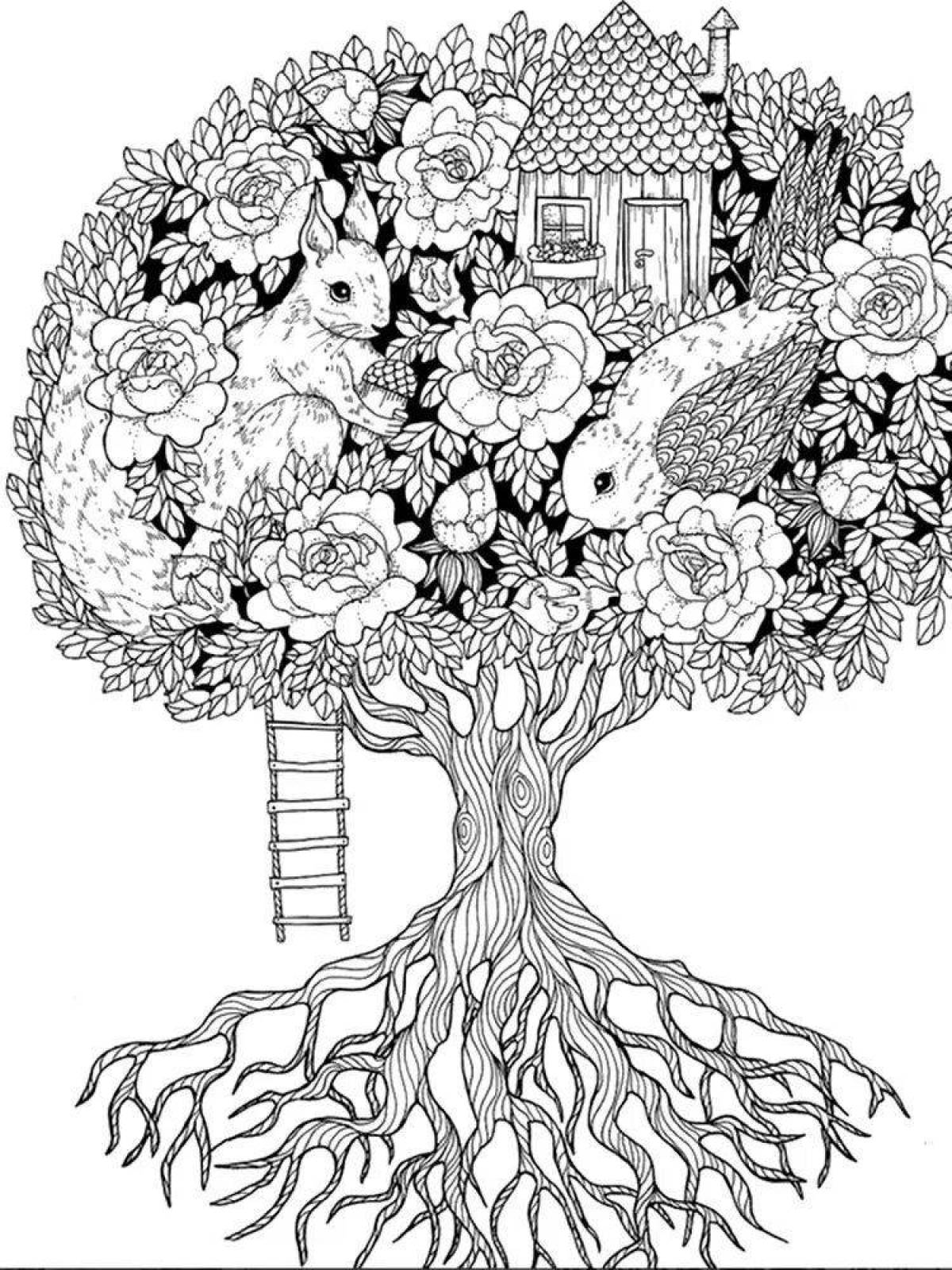 Coloring book shining tree of life