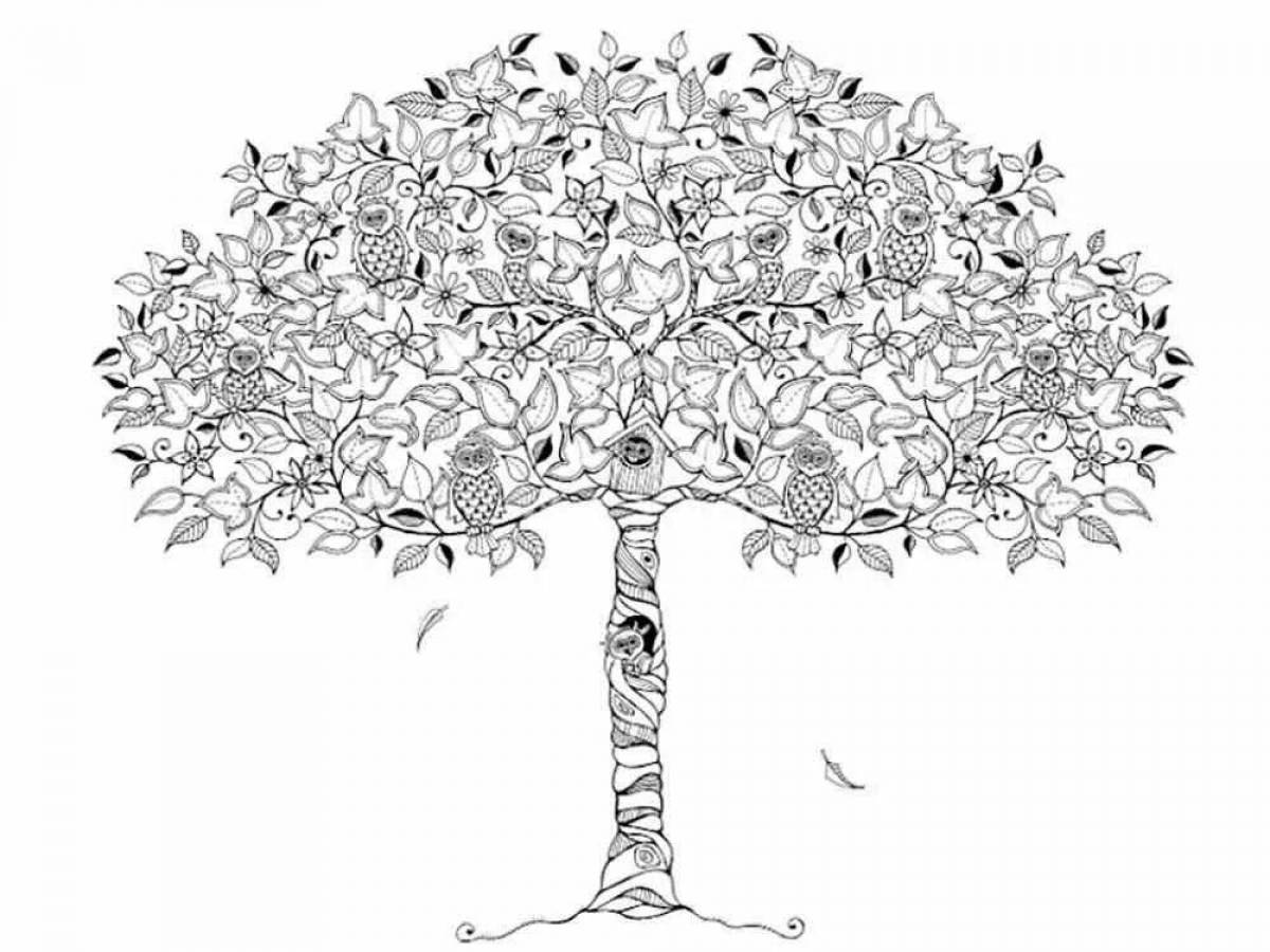 Exquisite tree of life coloring page