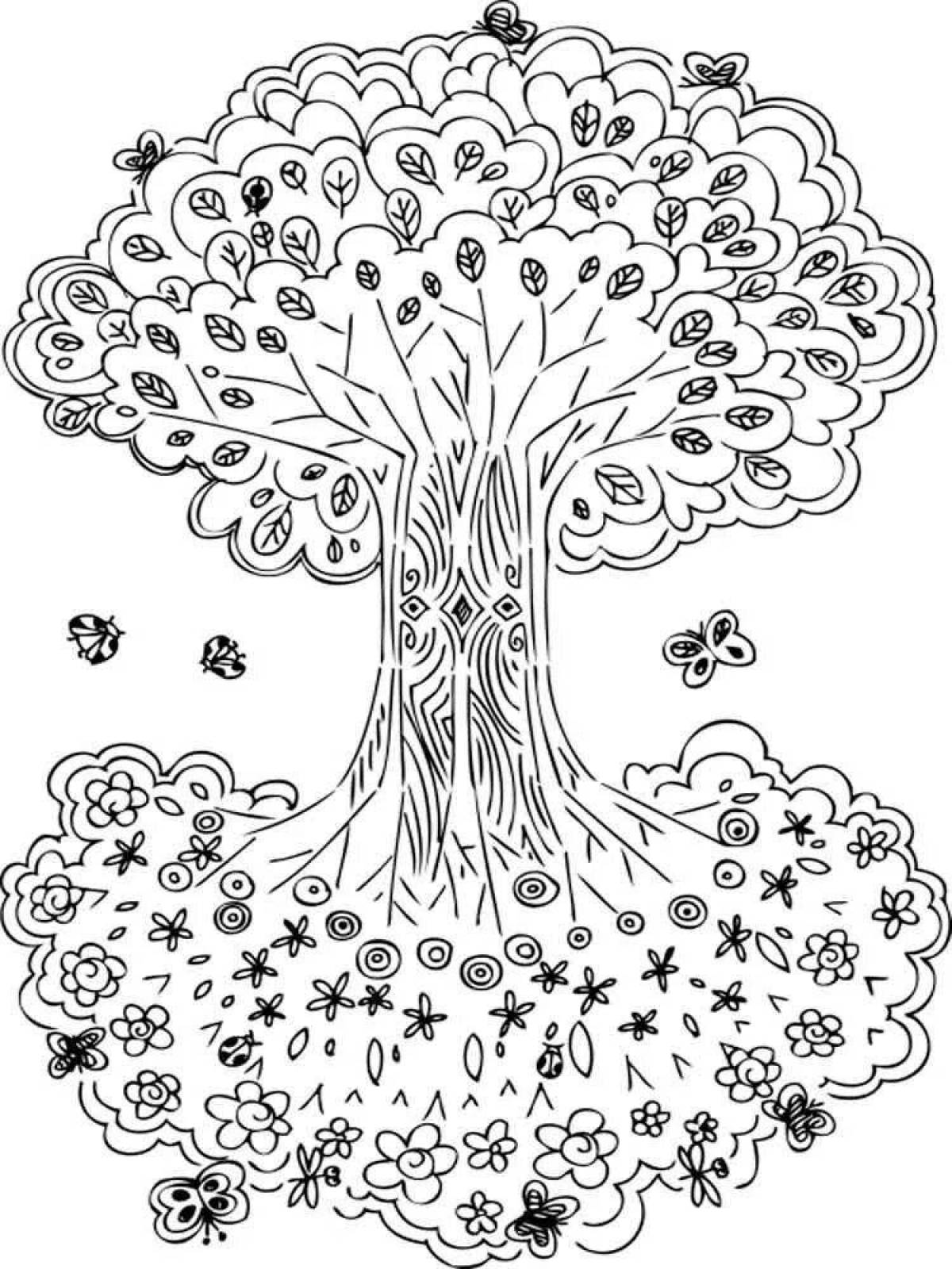Coloring page elegant tree of life